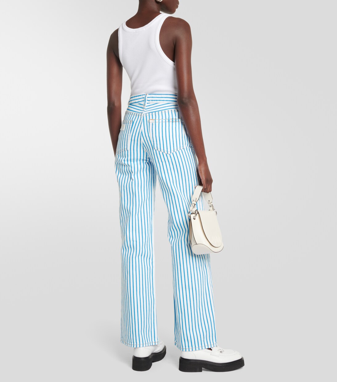 Magny striped high-rise straight jeans | Ganni