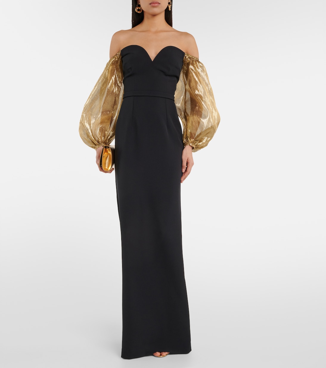 Off-shoulder crêpe gown | Safiyaa
