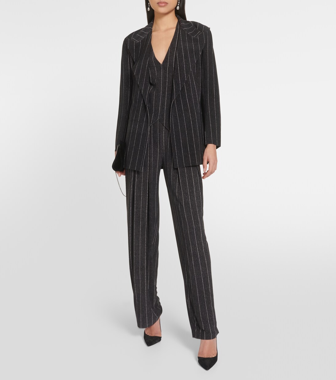 Chalk stripe racerback vest | Norma Kamali