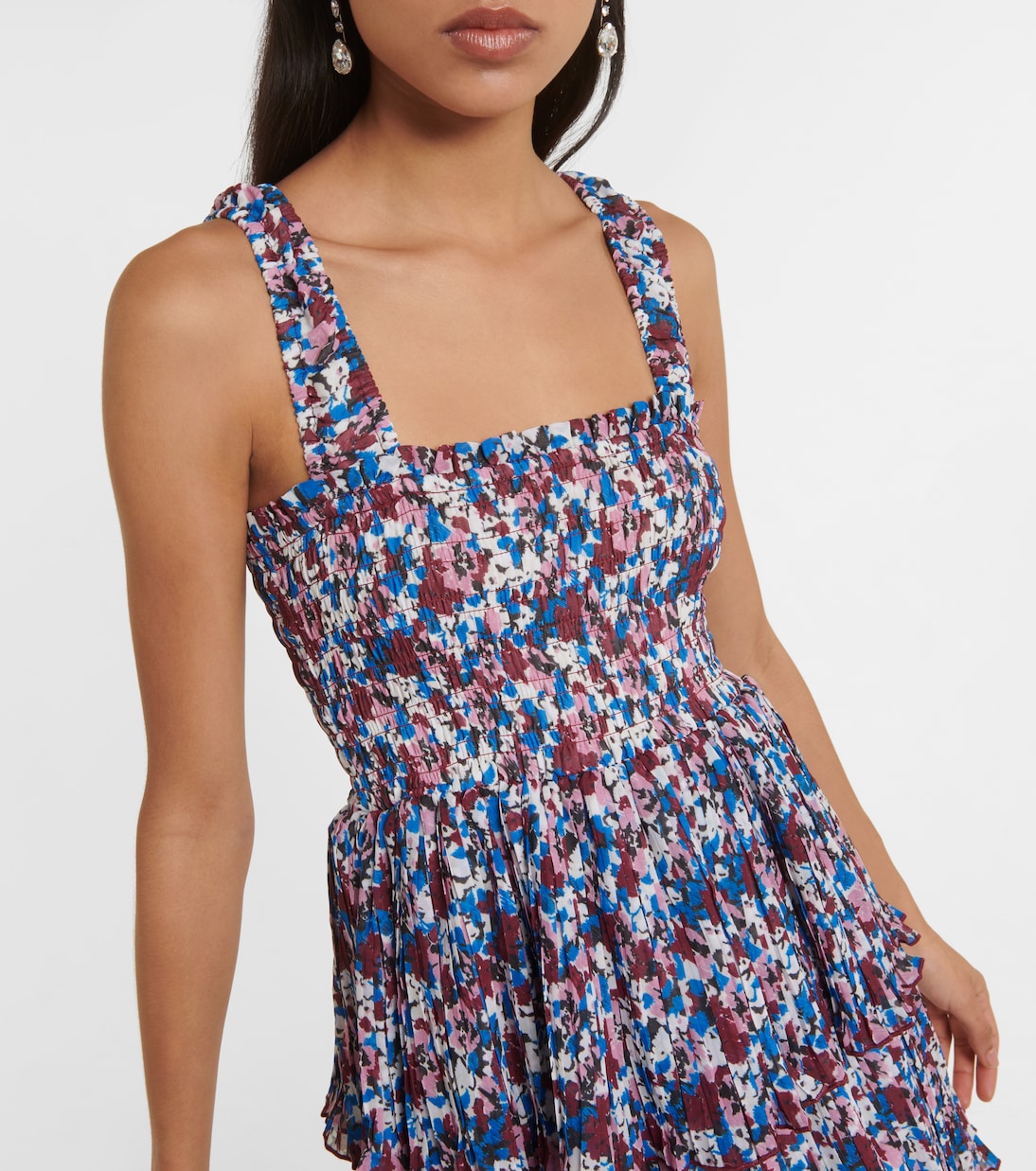 Floral pleated georgette midi dress | Ganni
