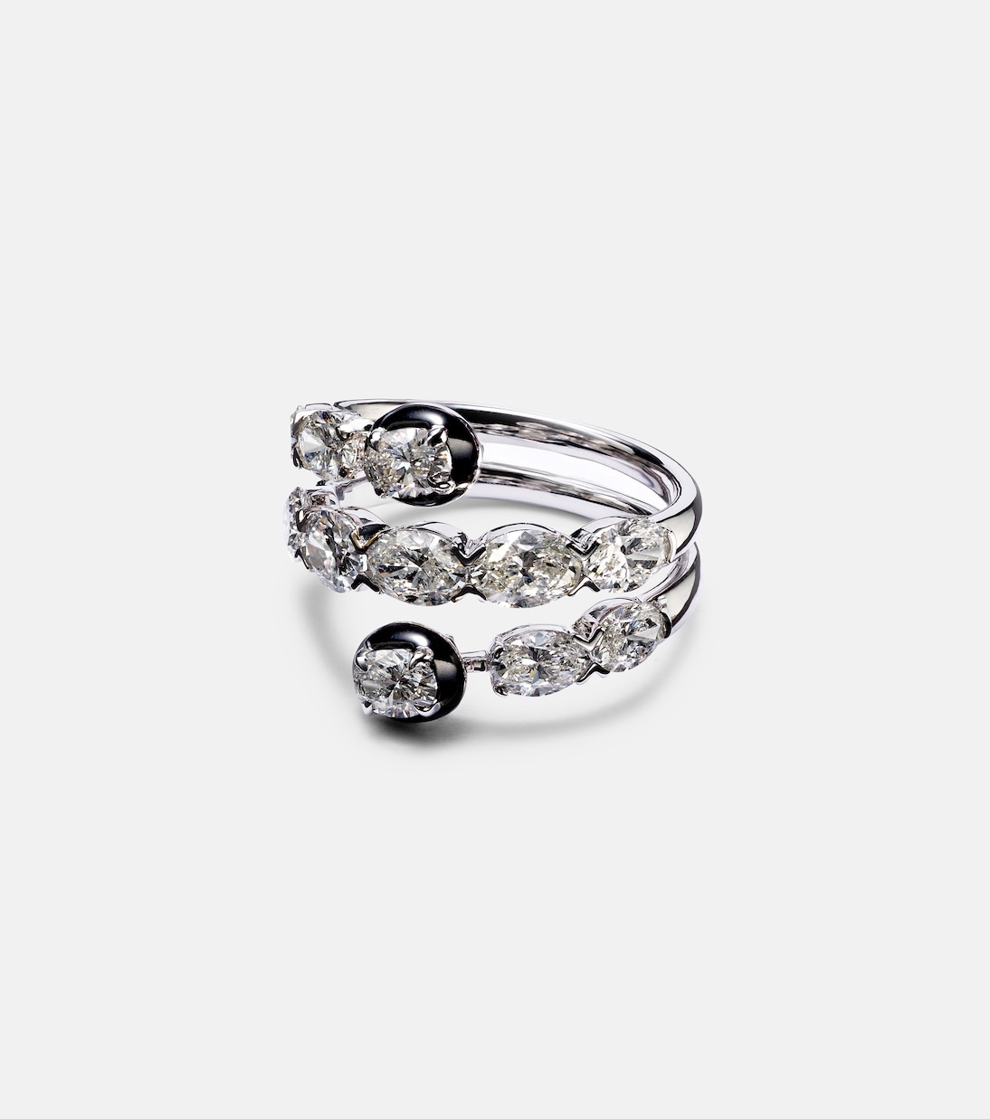 Ring aus 18kt Weißgold mit Emaille und Diamanten | Kamyen