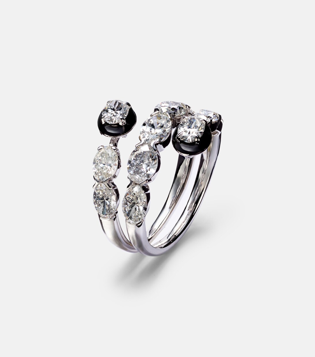 Ring aus 18kt Weißgold mit Emaille und Diamanten | Kamyen