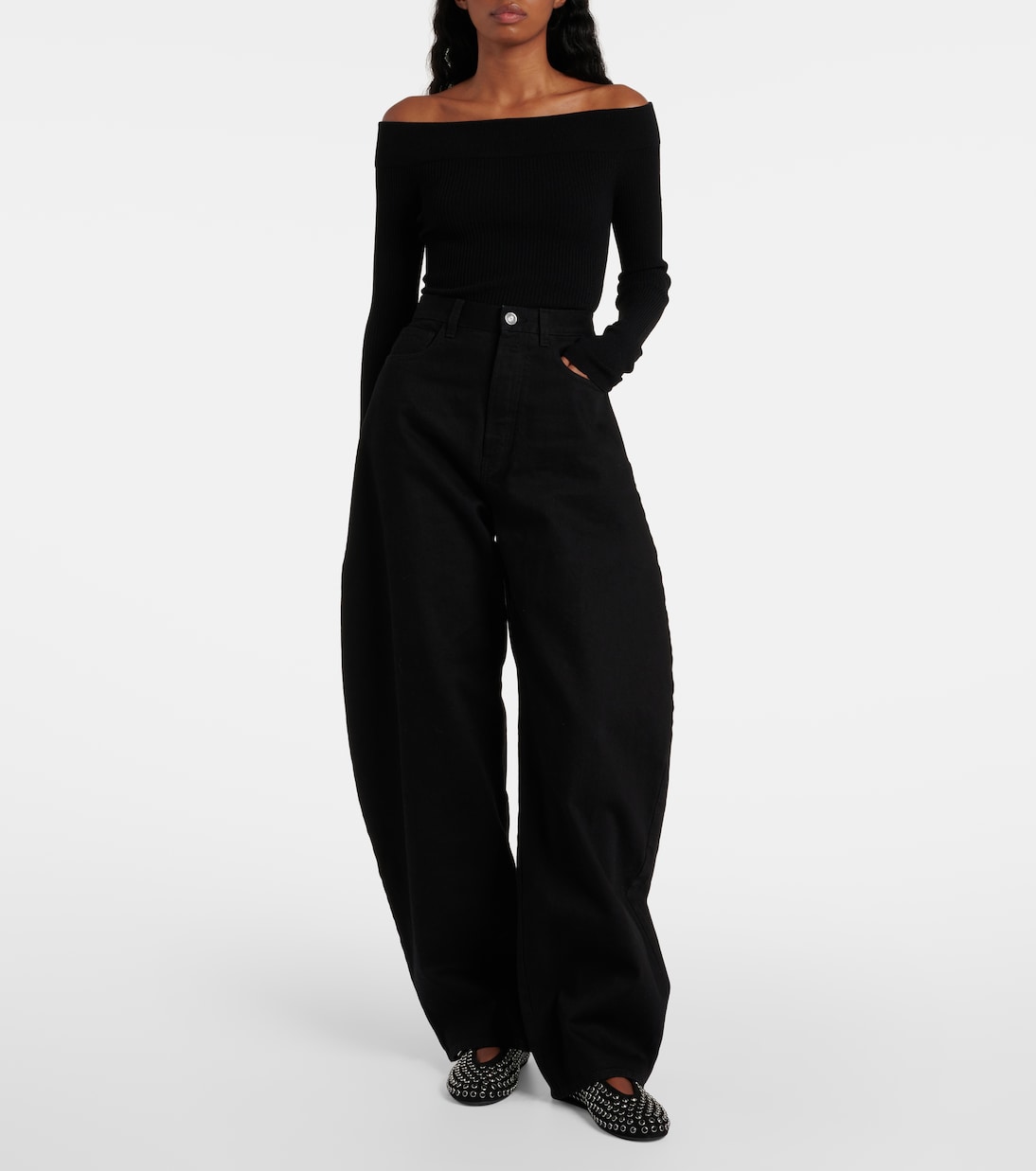 Ballerinas aus Veloursleder mit Kristallen | Alaïa