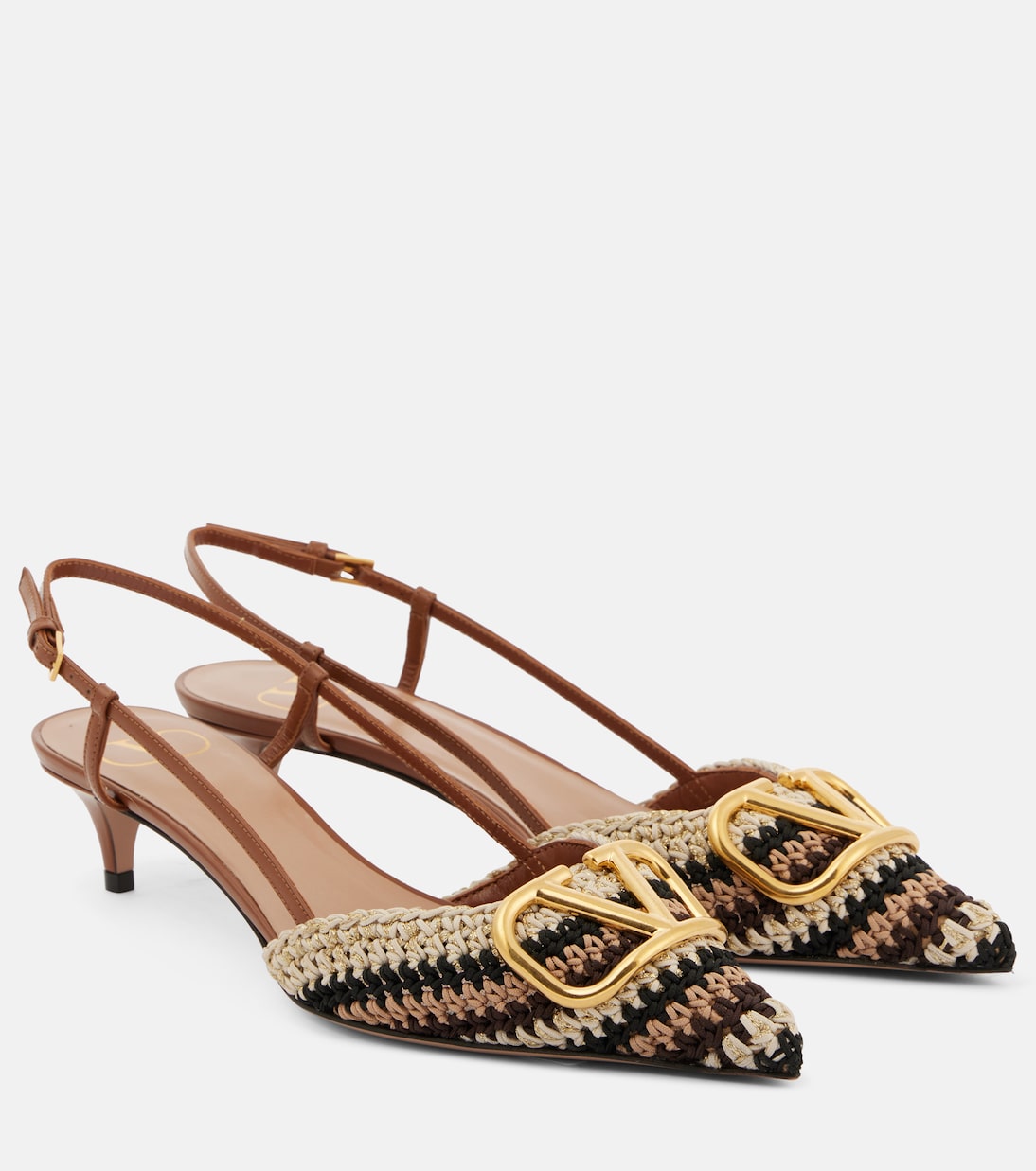VLogo Signature 40 crochet slingback pumps | Valentino Garavani