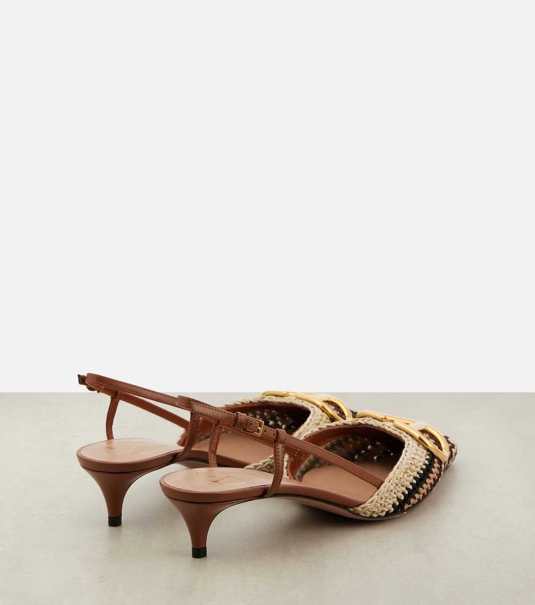 VLogo Signature 40 crochet slingback pumps | Valentino Garavani