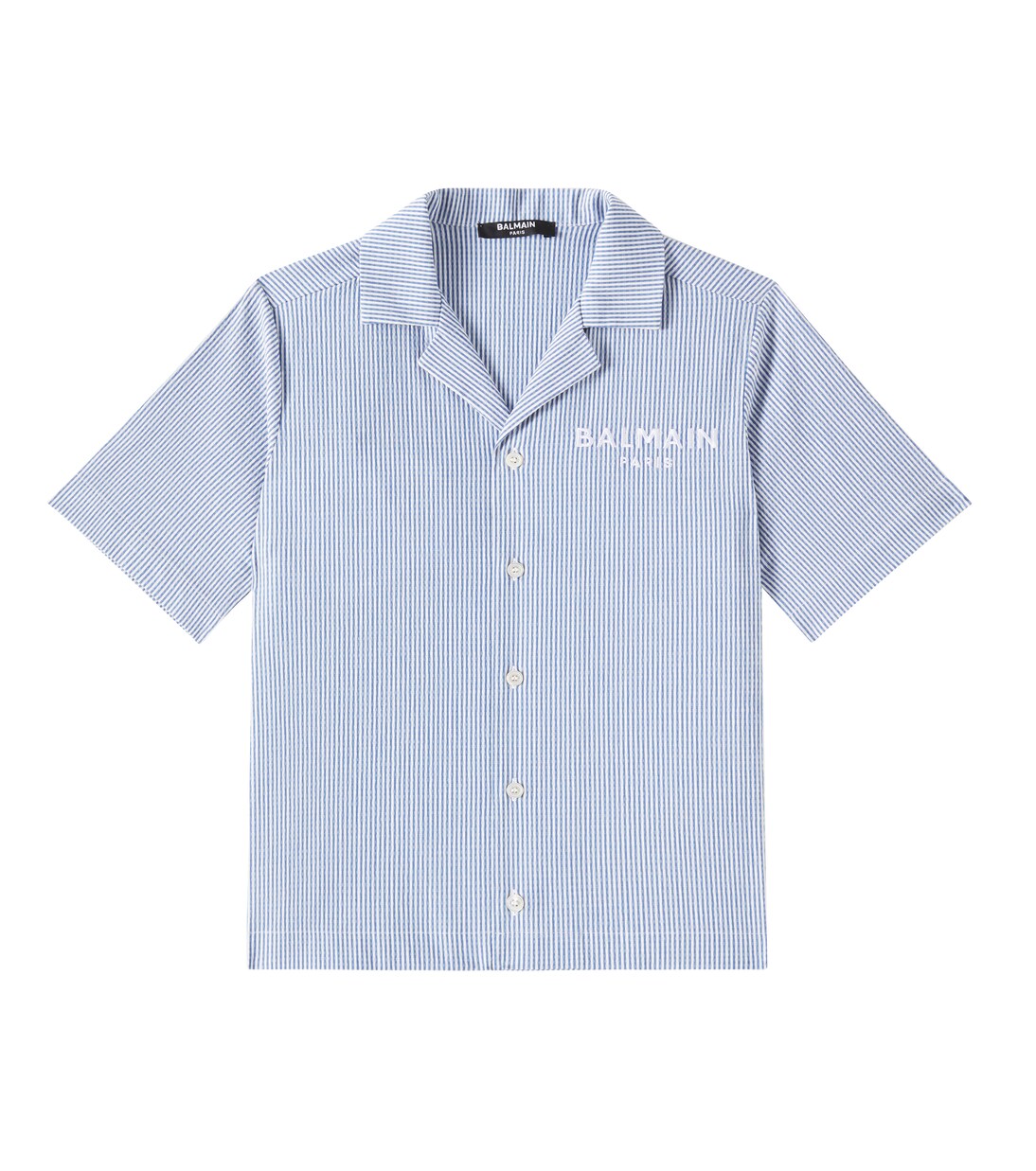 Logo pinstripe cotton-blend shirt | Balmain Kids