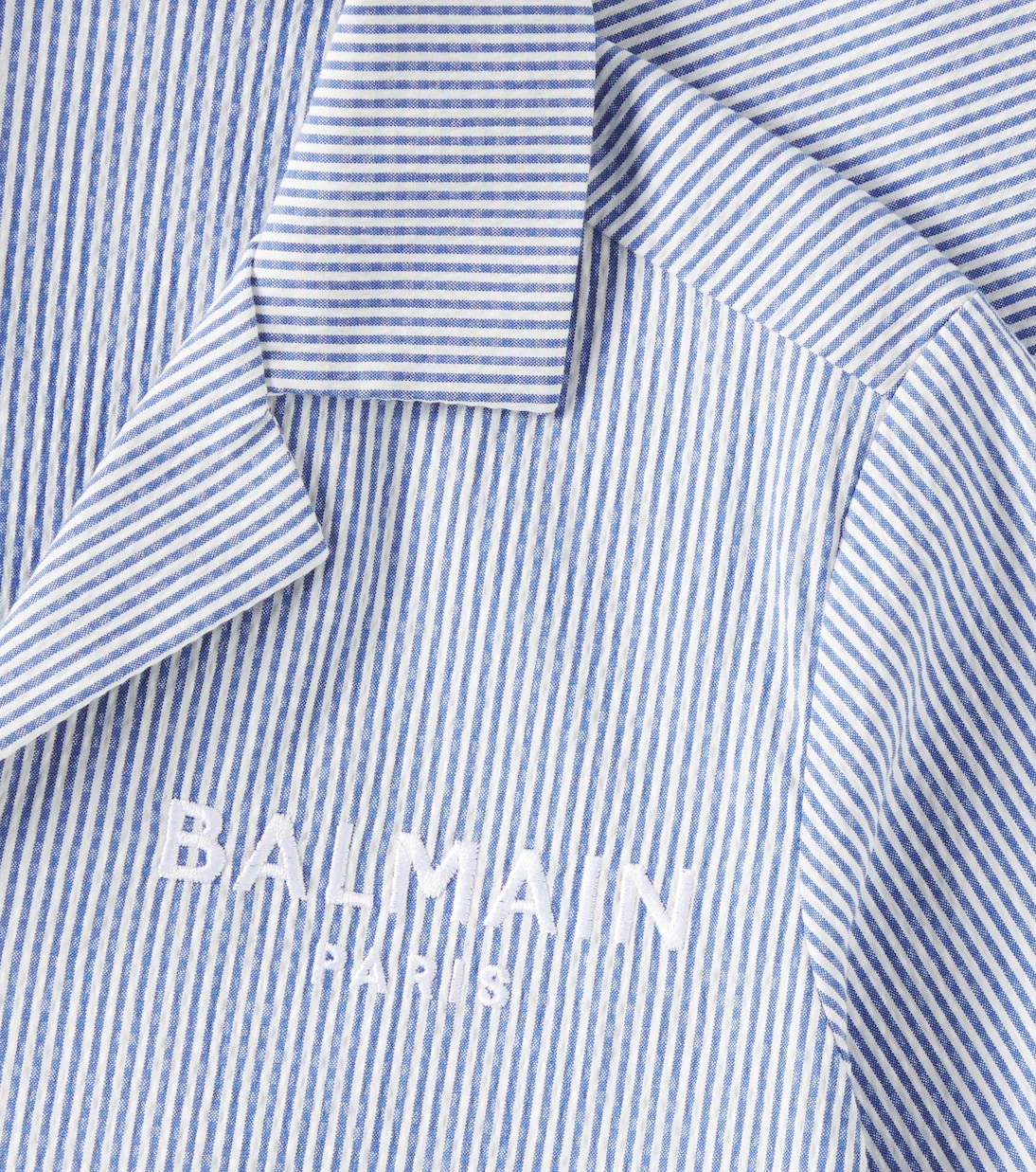 Logo pinstripe cotton-blend shirt | Balmain Kids