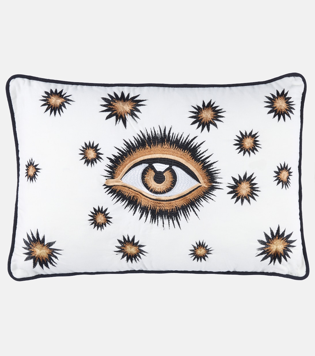 Eye embroidered cotton cushion | Les-Ottomans