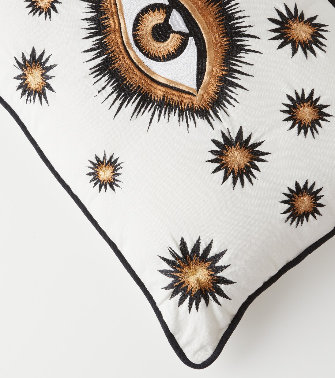 Eye embroidered cotton cushion | Les-Ottomans