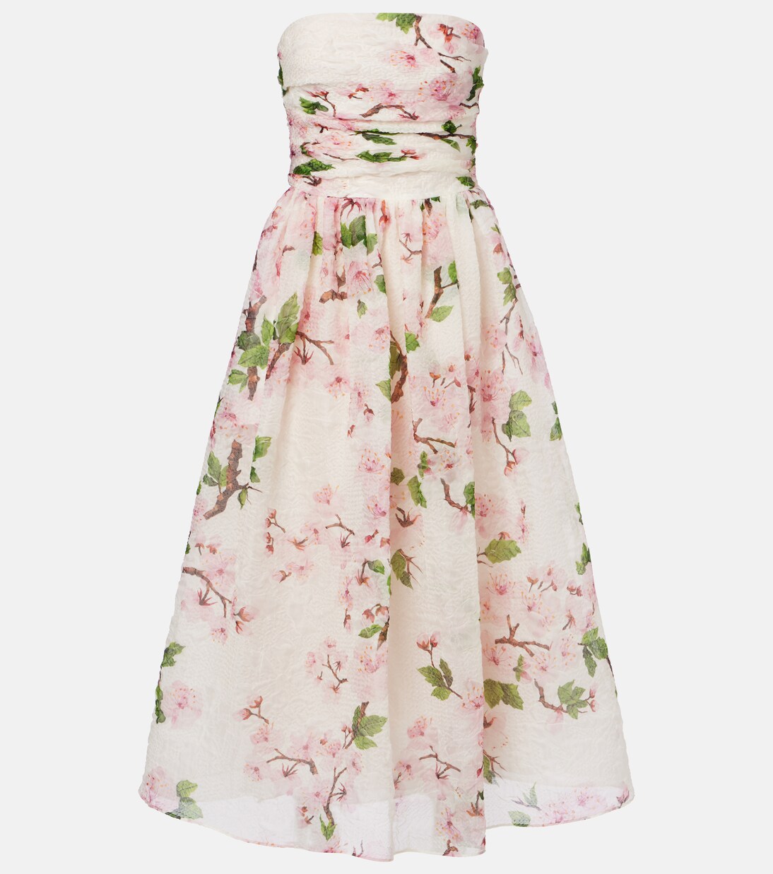 Floral silk-blend organza bustier dress | Oscar de la Renta