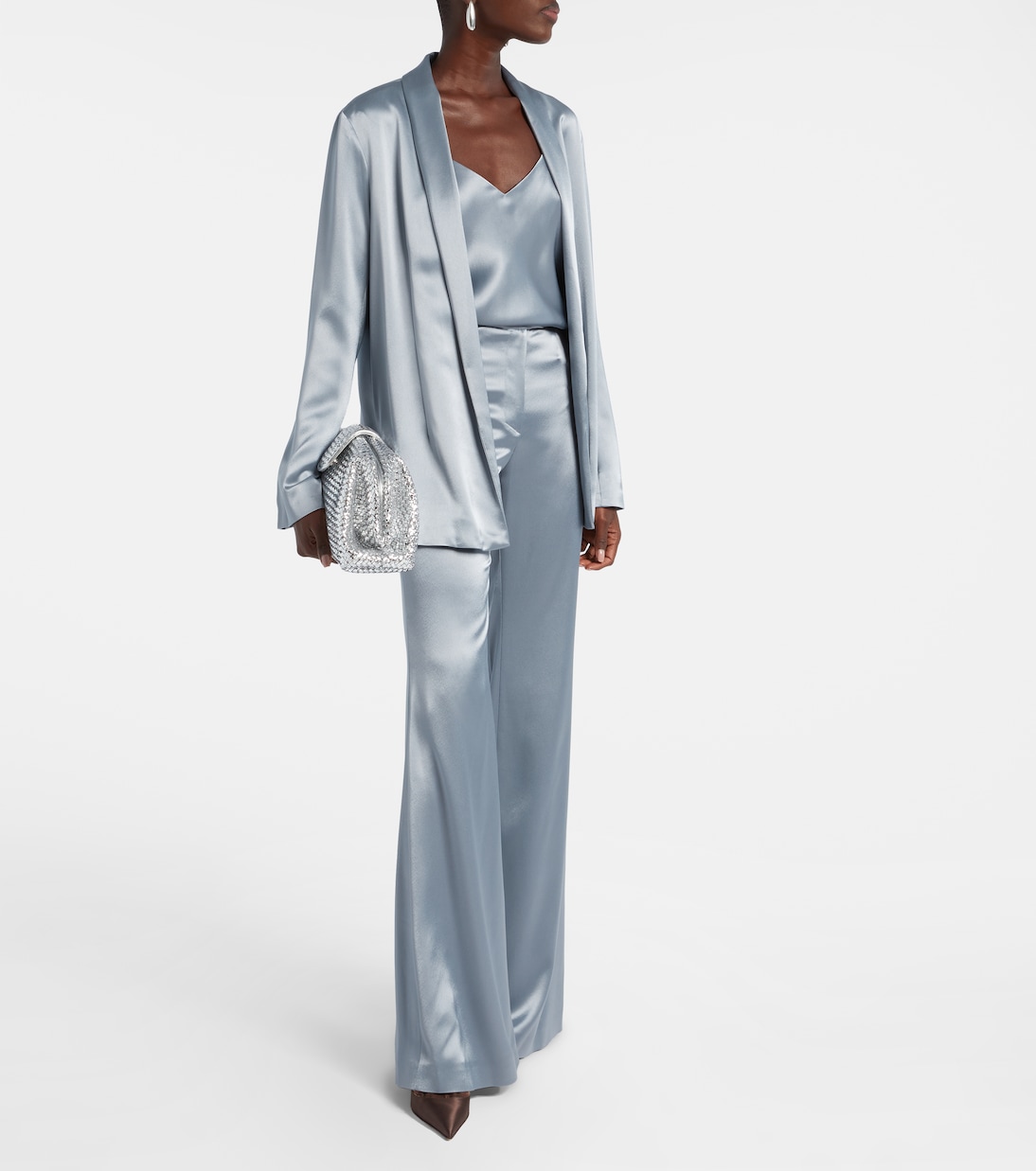 Weite High-Rise-Hose Julianne aus Satin | Galvan