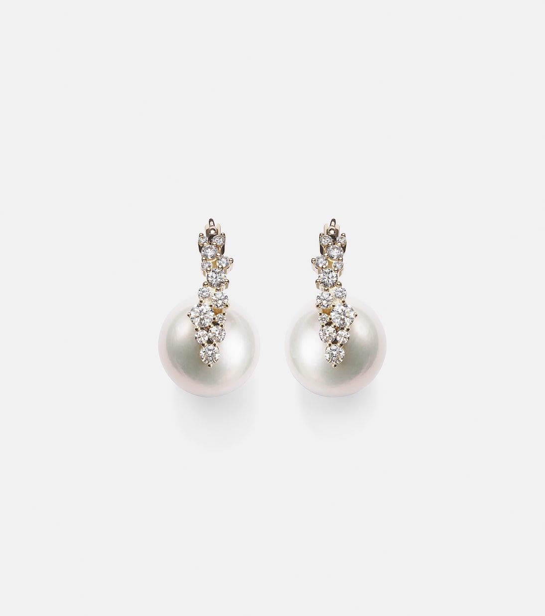 Cocktail 14kt gold earrings with pearls and diamonds | Sydney Evan