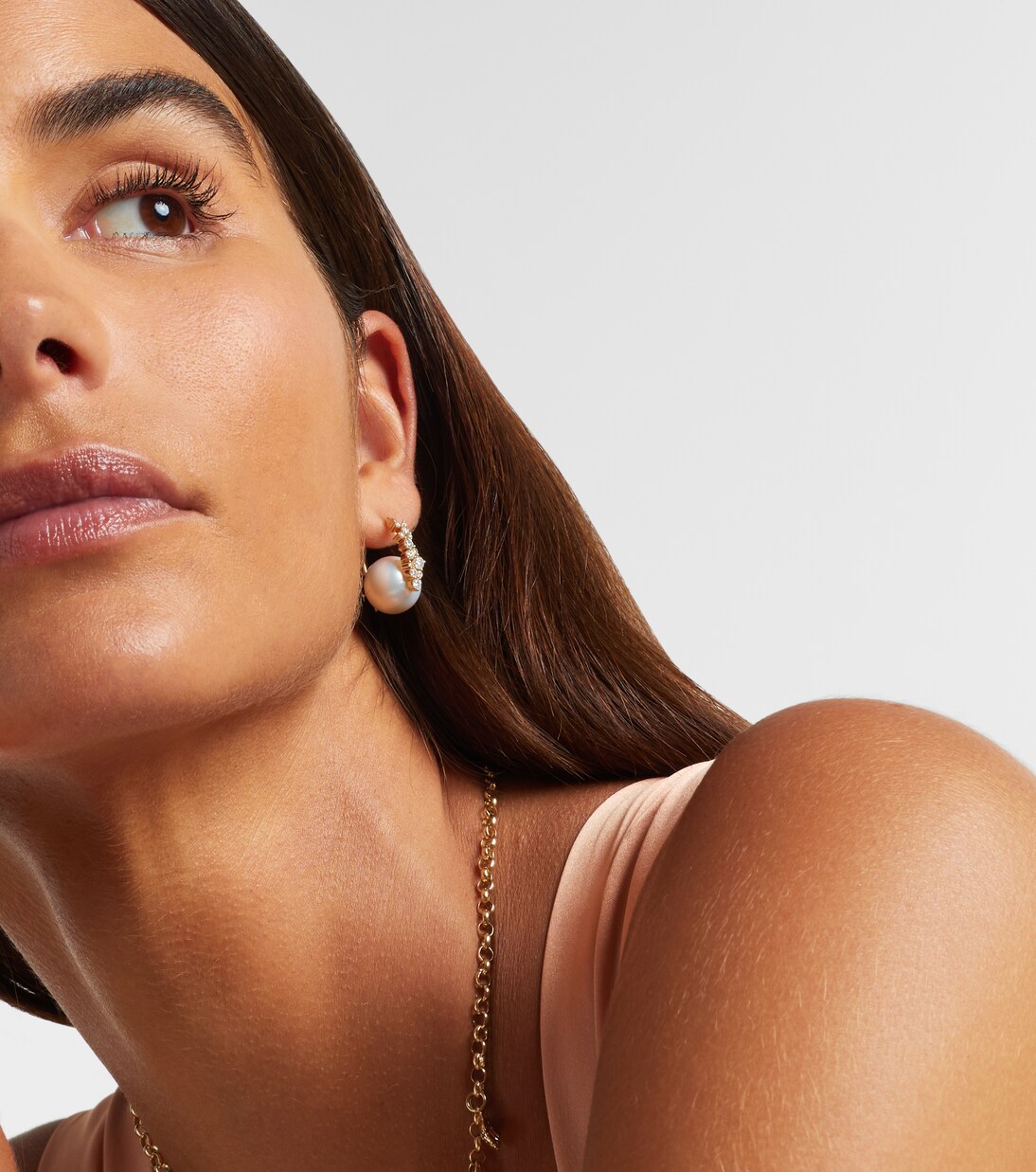 Cocktail 14kt gold earrings with pearls and diamonds | Sydney Evan