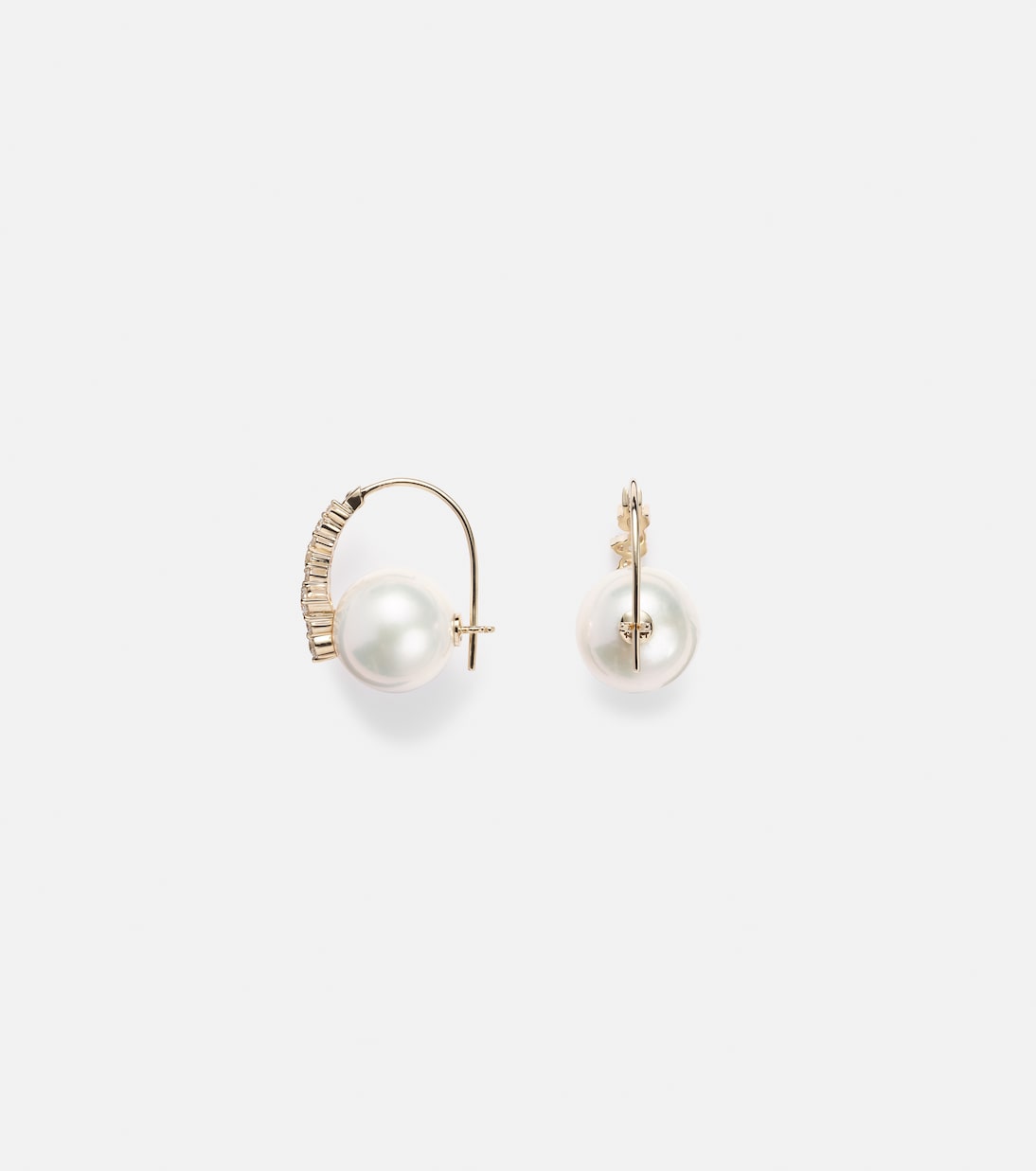 Cocktail 14kt gold earrings with pearls and diamonds | Sydney Evan