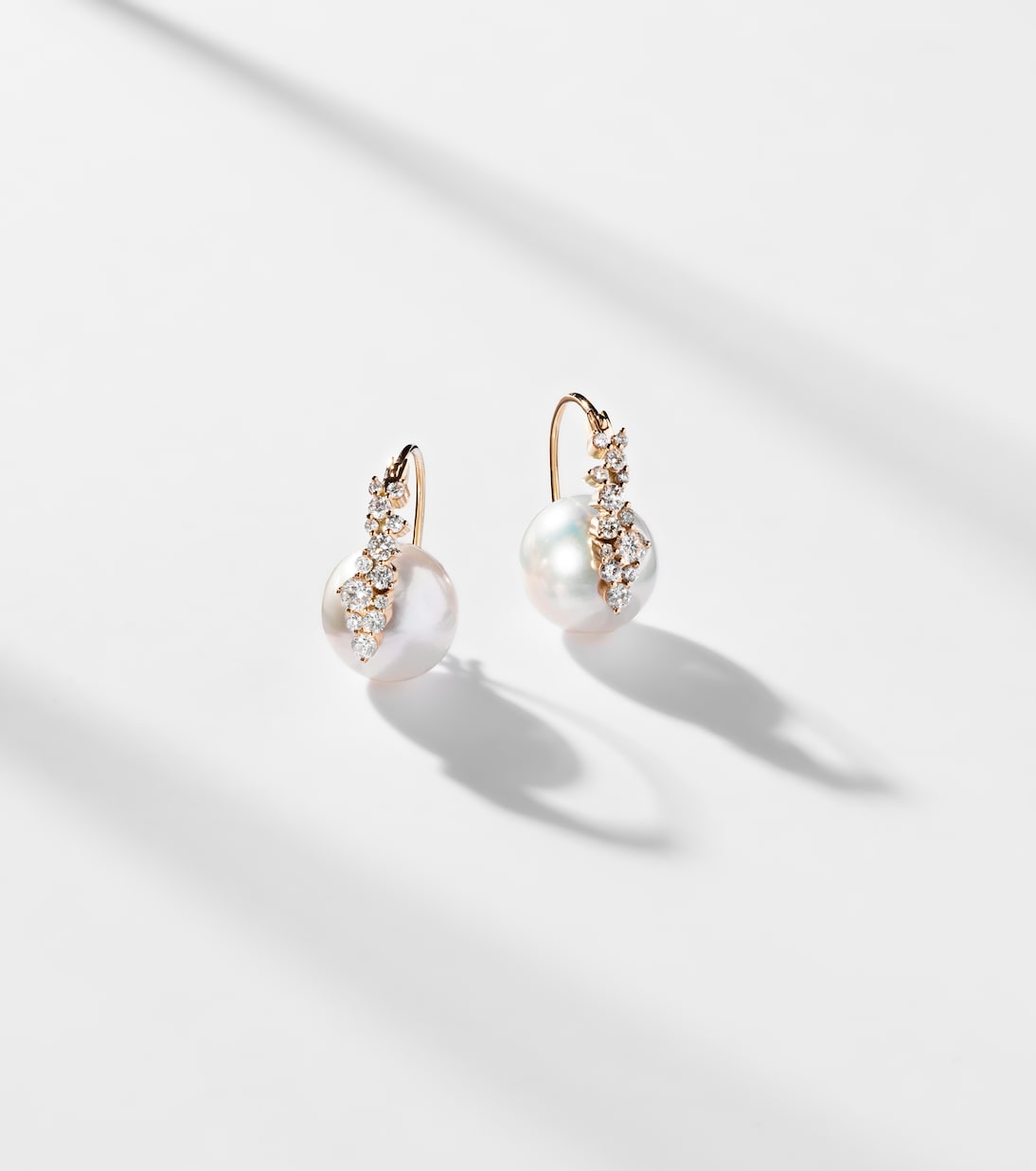 Cocktail 14kt gold earrings with pearls and diamonds | Sydney Evan