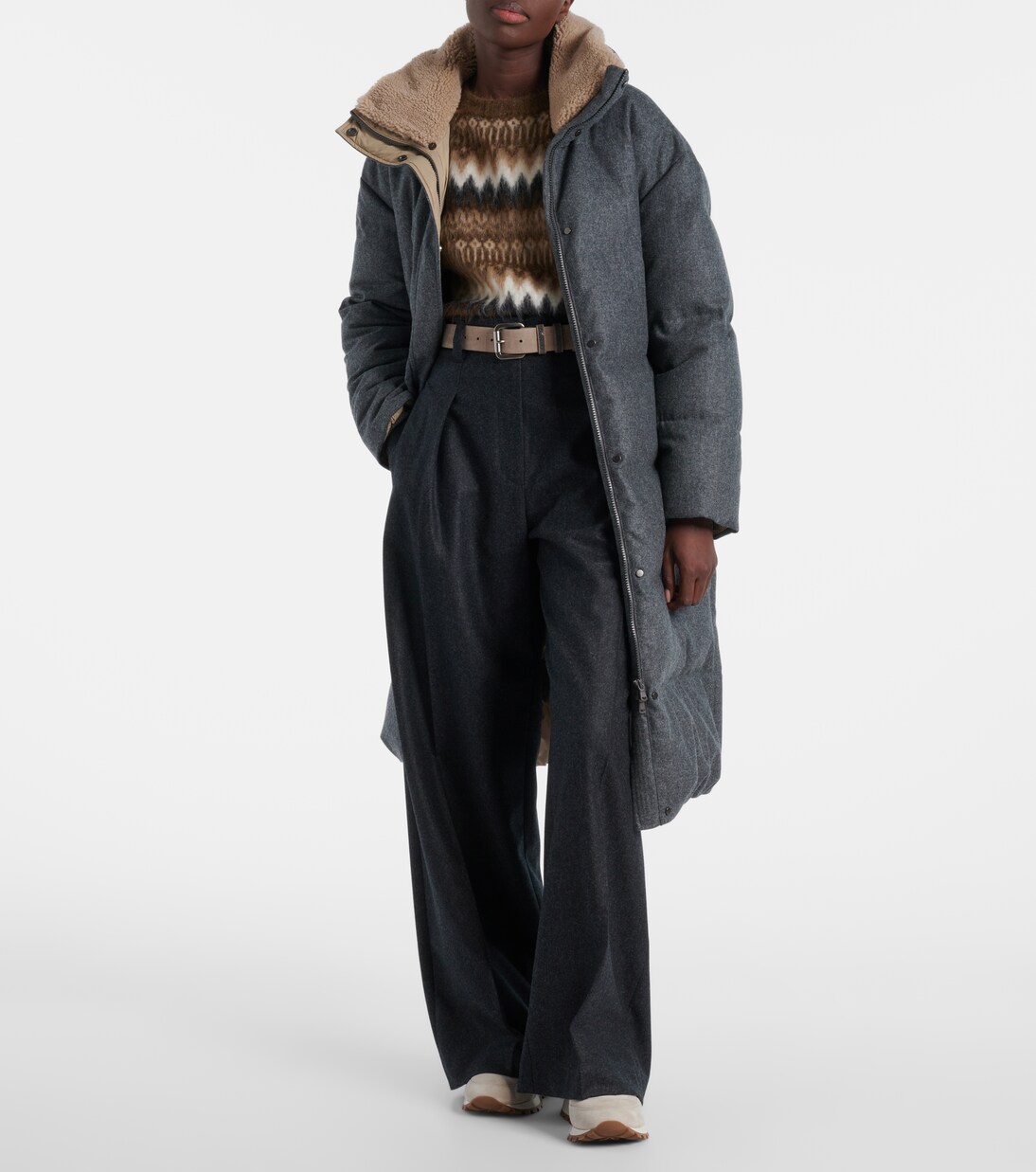 Shearling-lined suede low-top sneakers | Brunello Cucinelli