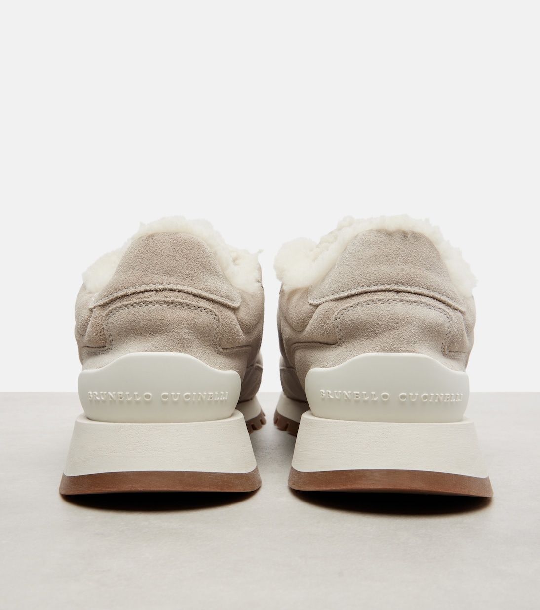 Shearling-lined suede low-top sneakers | Brunello Cucinelli