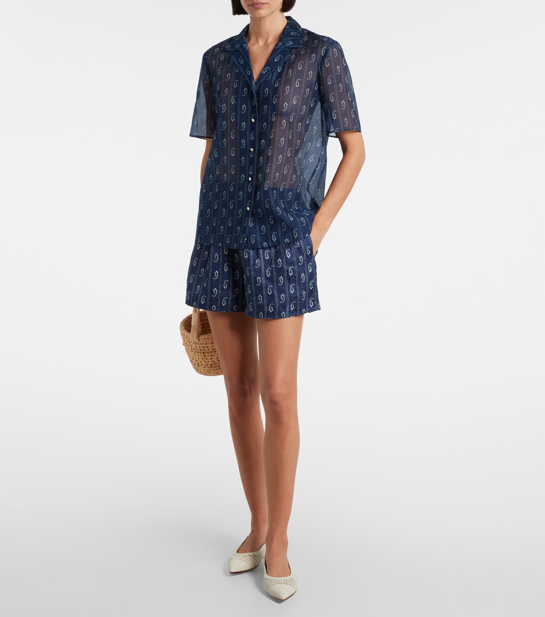 Camisa de algodón y seda estampada | Tory Burch