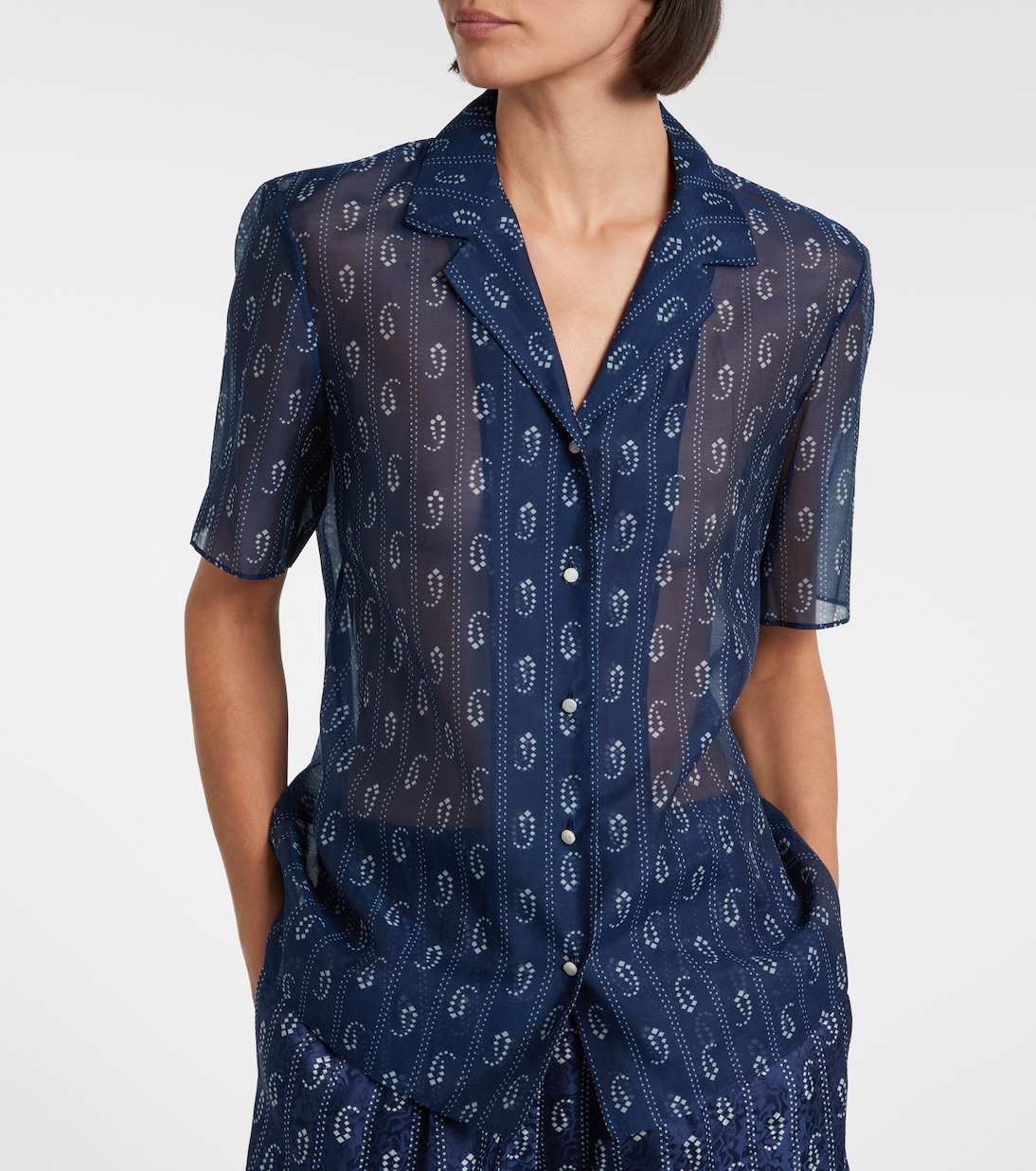 Camisa de algodón y seda estampada | Tory Burch