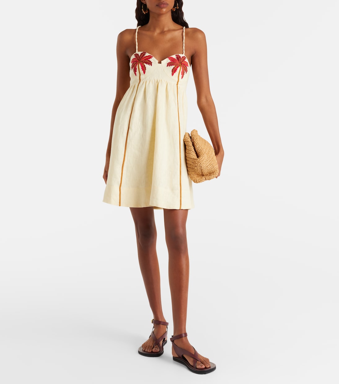 Robe Coconut Tree brodée en lin | Farm Rio