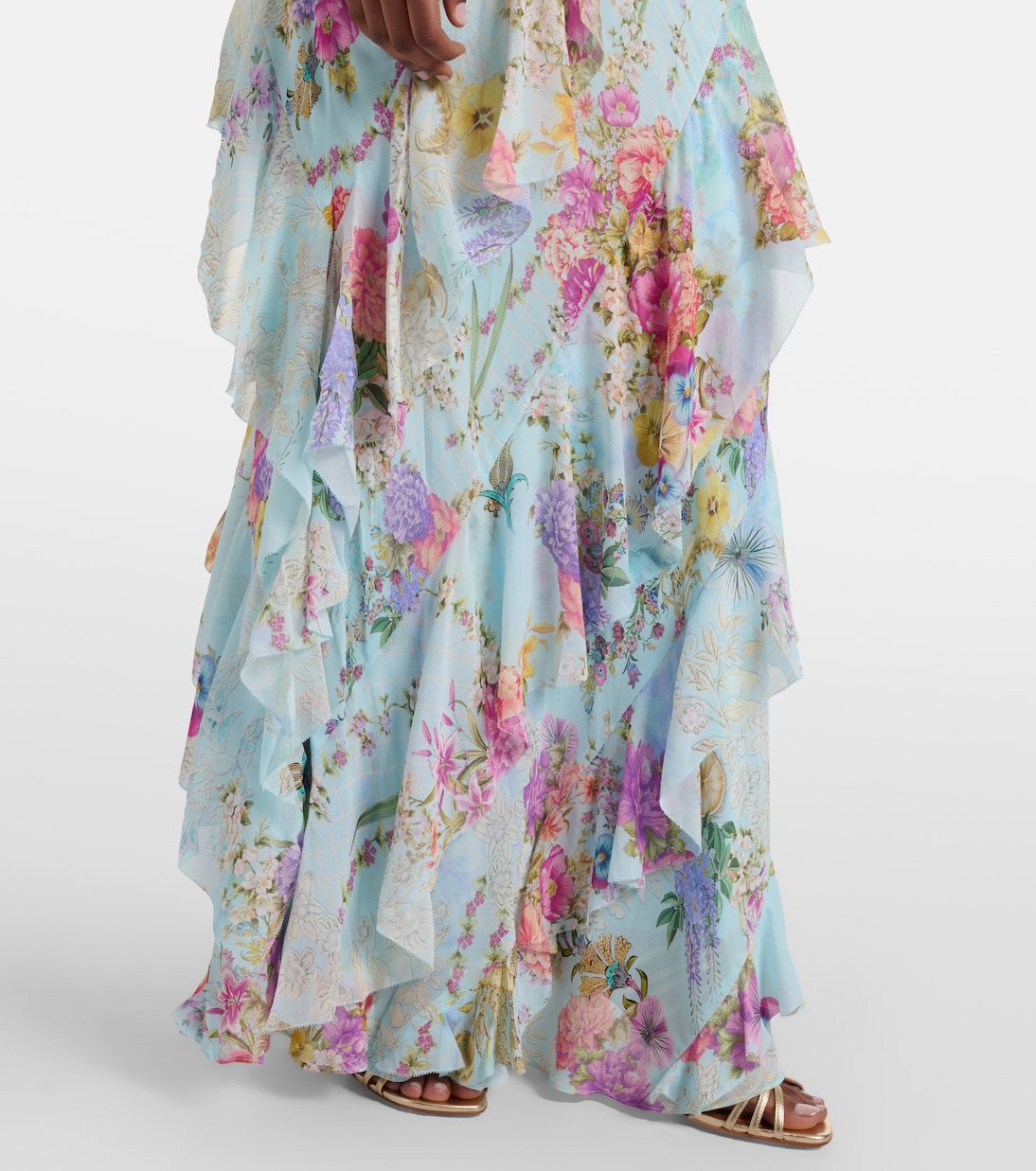 Floral ruffled silk slip dress | Camilla