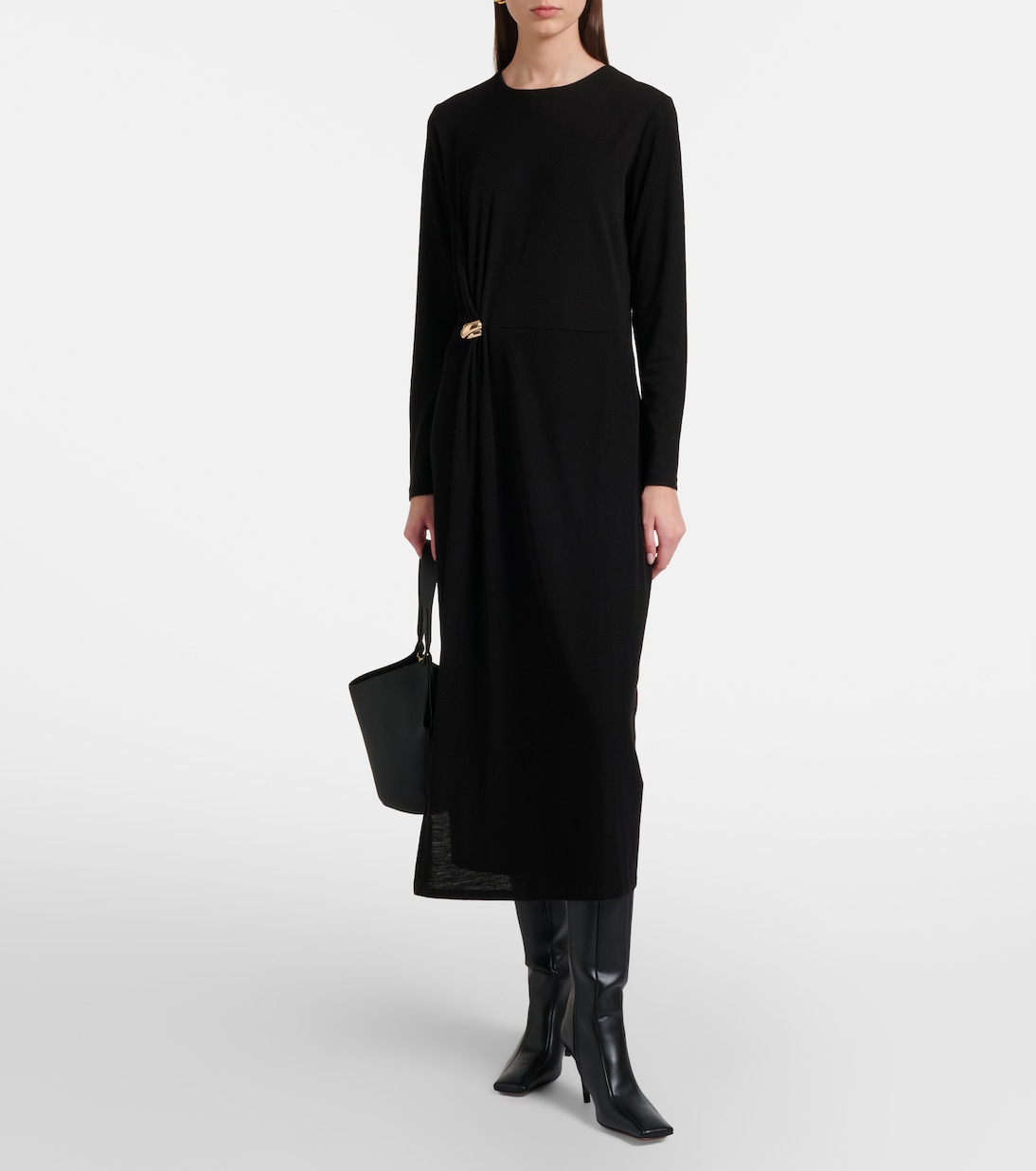Draped wool-blend midi dress | Vince