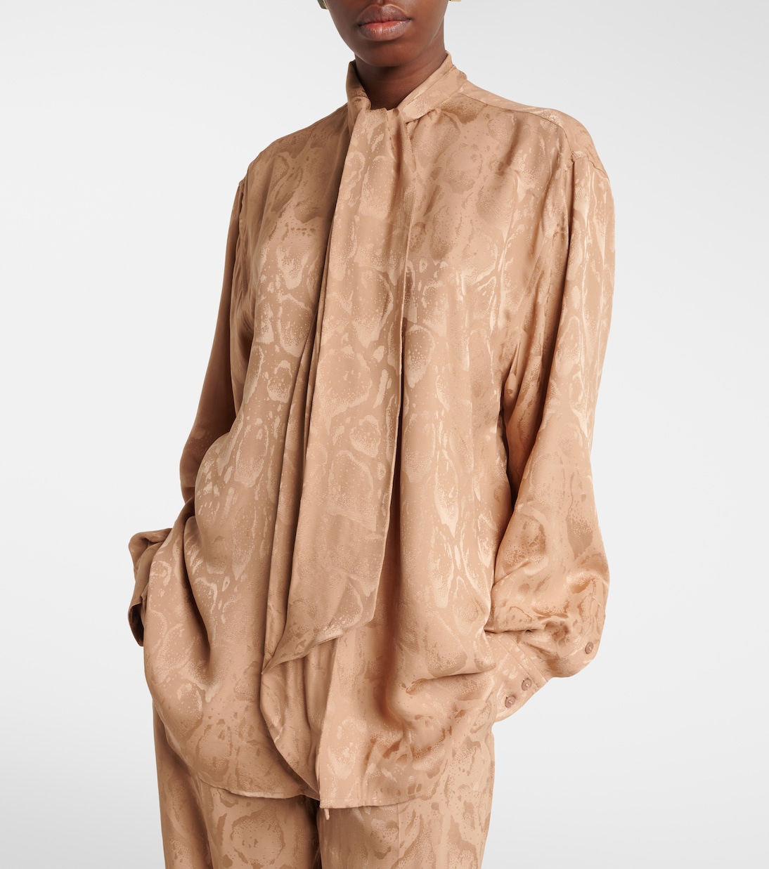 Leopard-print silk-blend jacquard blouse | Stella McCartney