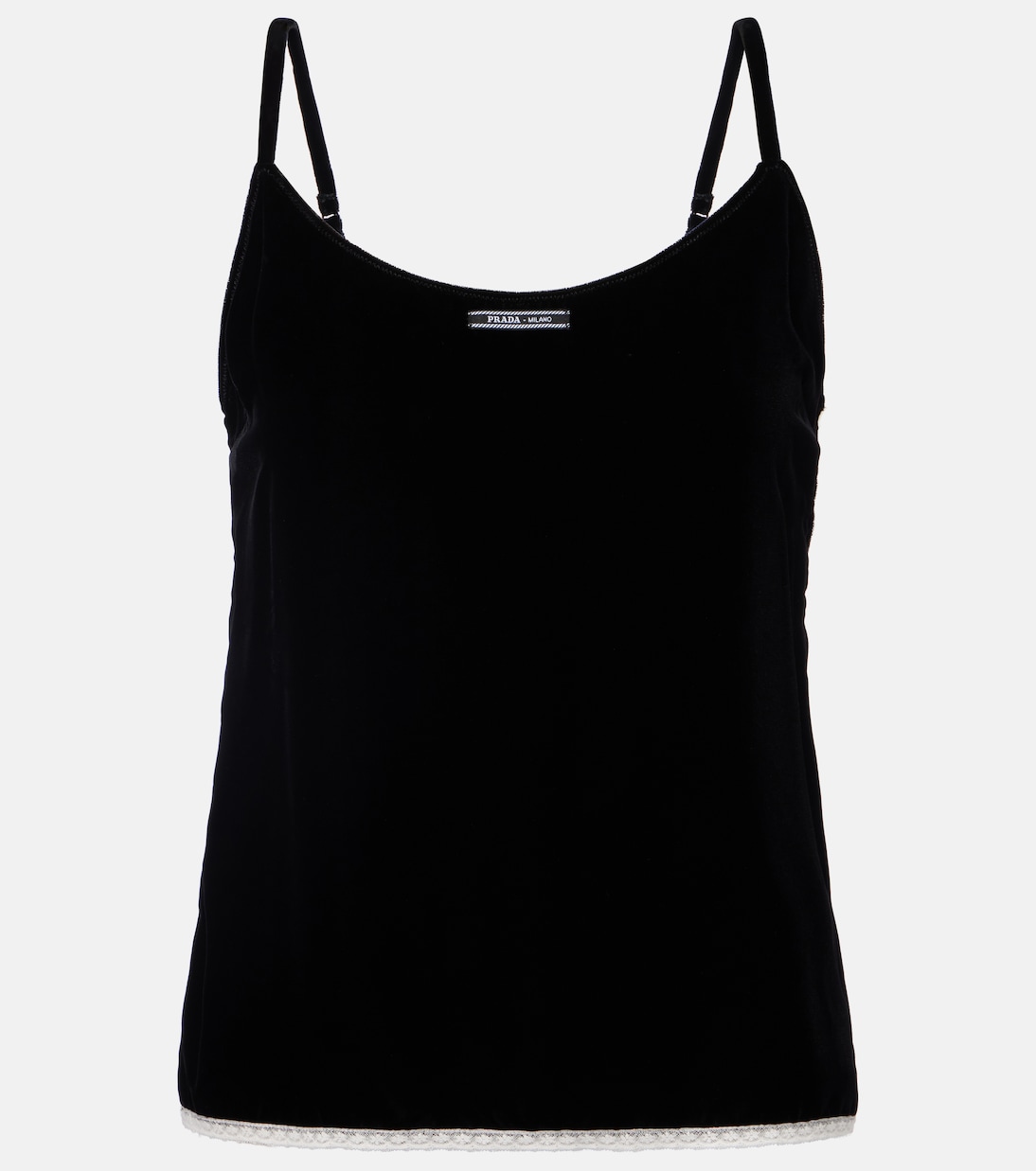 Camisole in velluto con pizzo | Prada