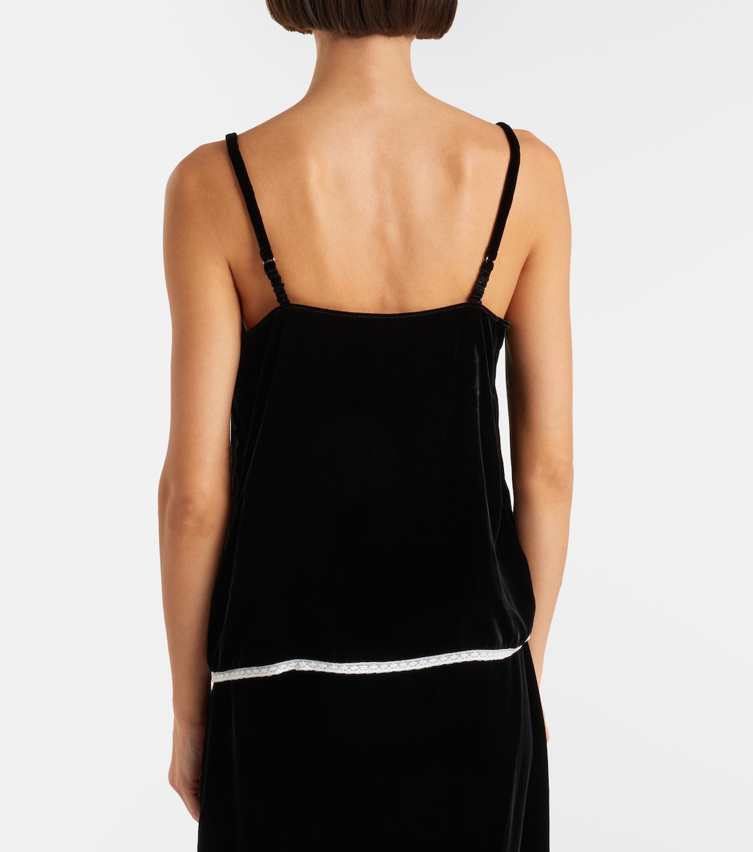 Camisole in velluto con pizzo | Prada