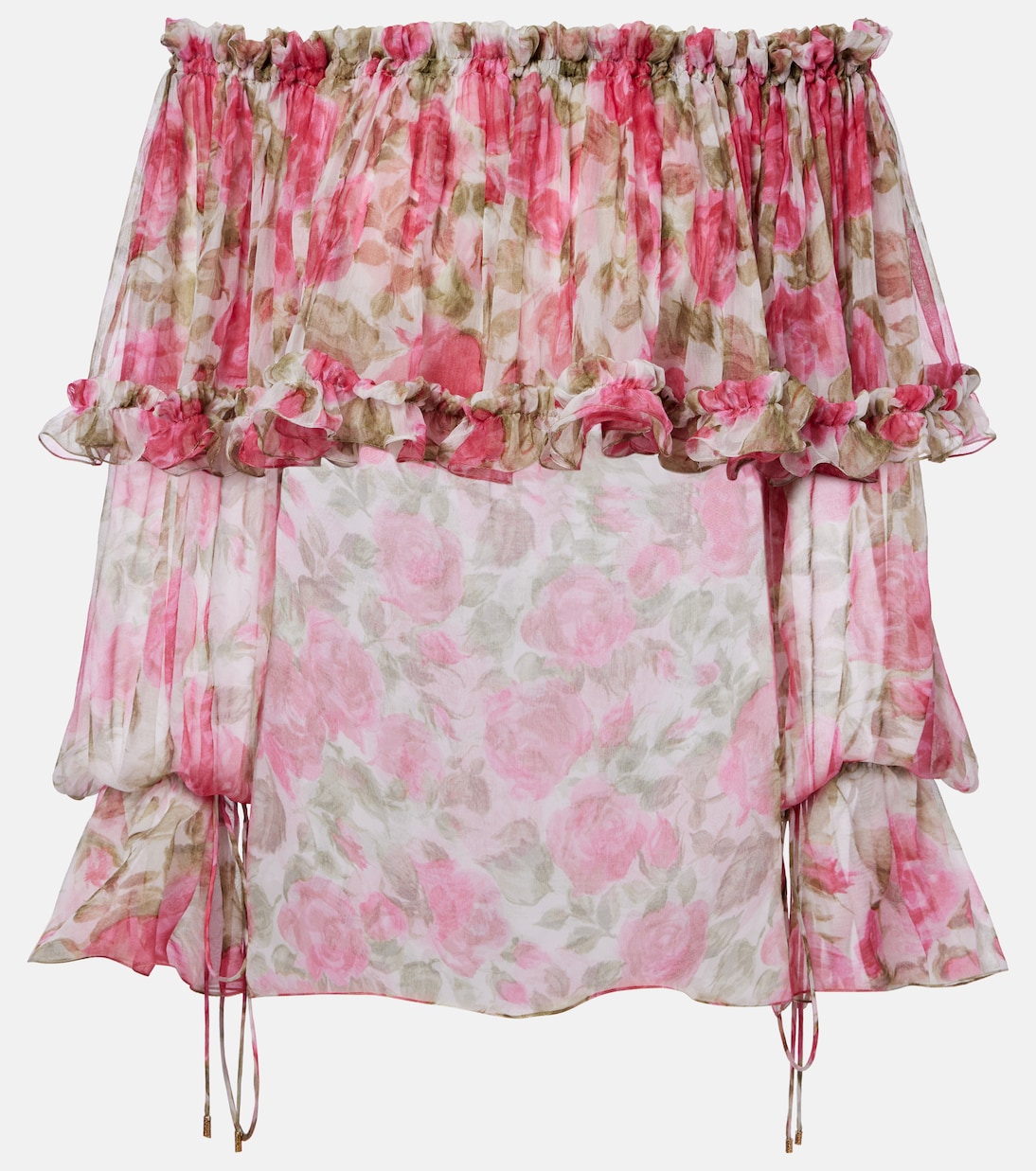 Floral off-shoulder silk top | Chloé