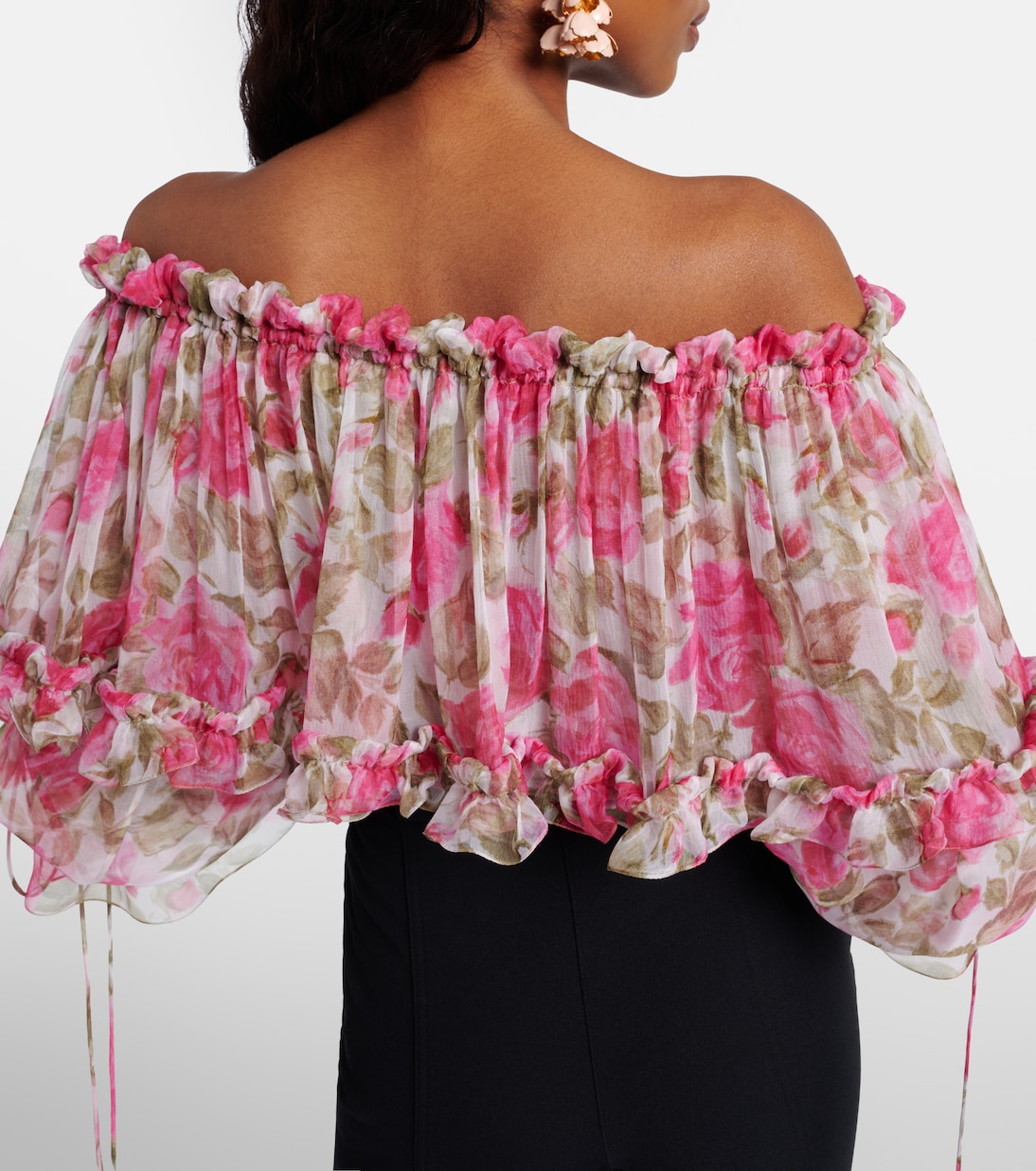 Floral off-shoulder silk top | Chloé