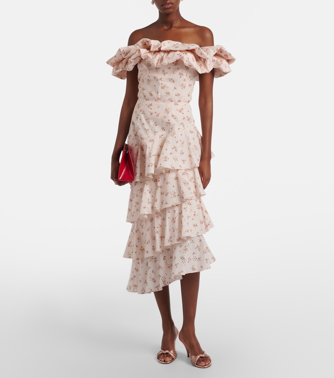 Laura floral tiered cotton midi skirt | Markarian