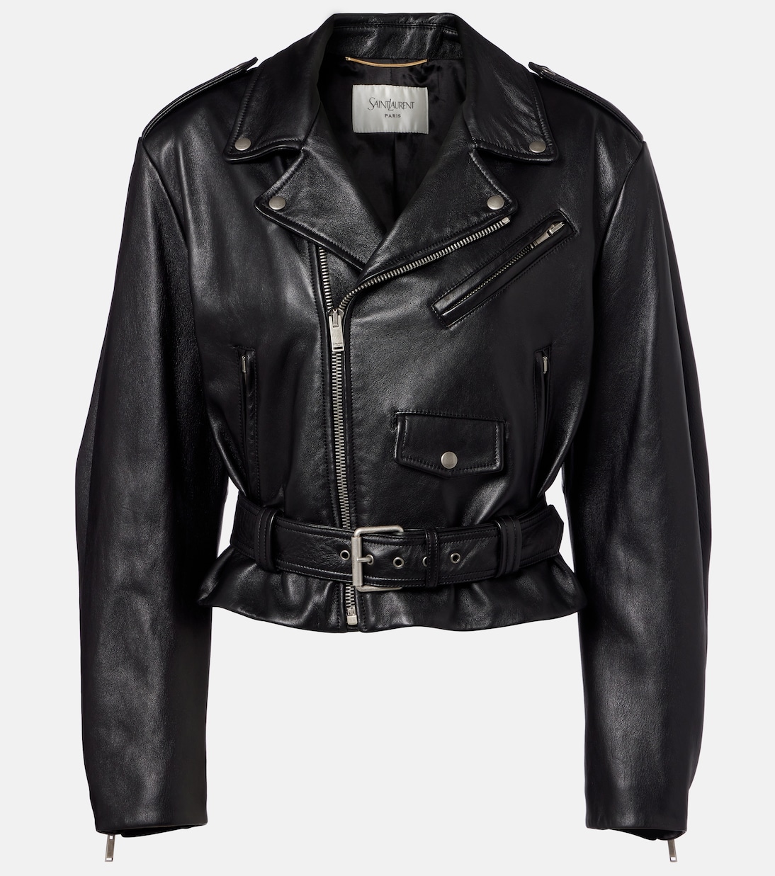 Cropped-Bikerjacke aus Leder | Saint Laurent