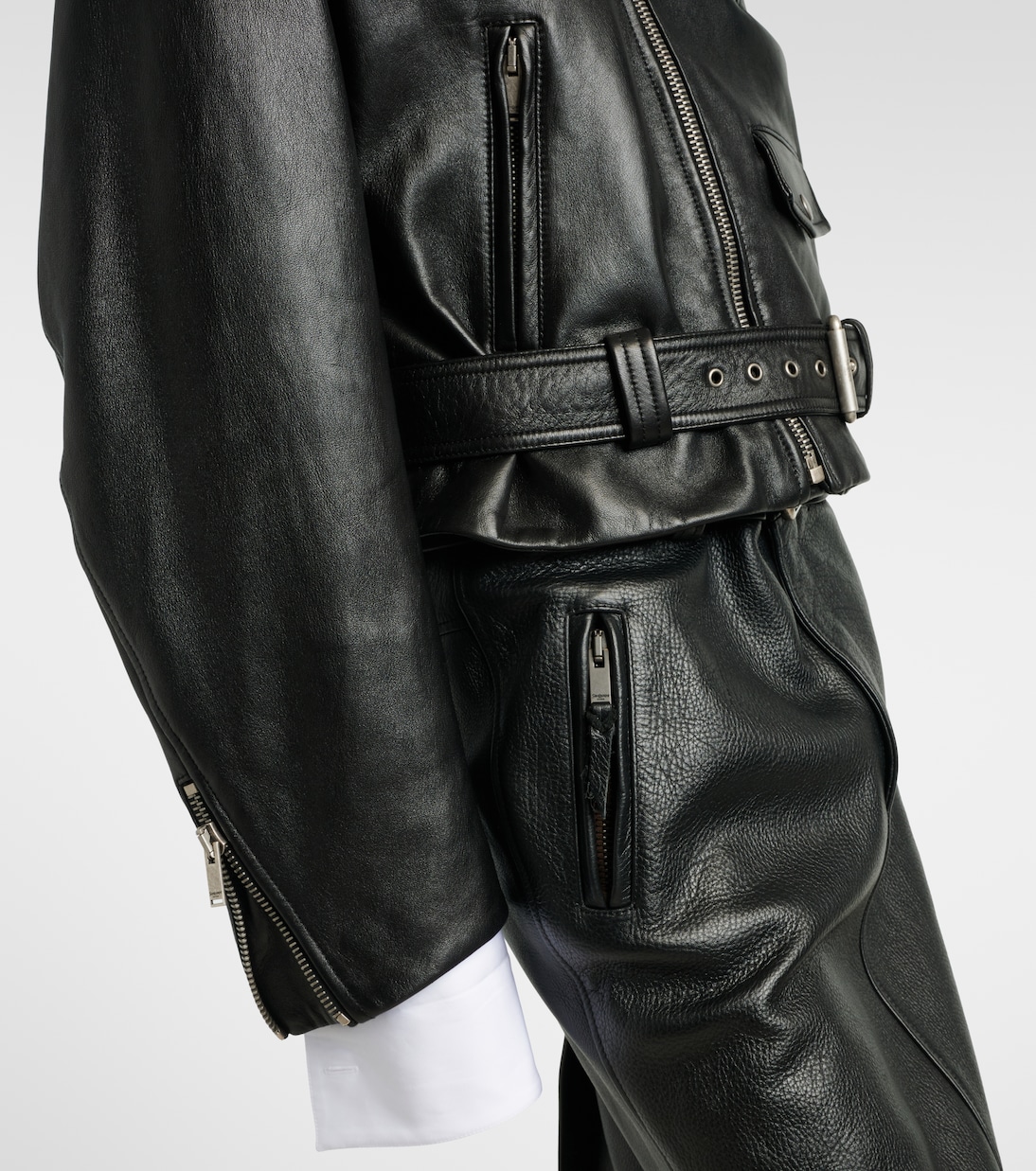 Cropped-Bikerjacke aus Leder | Saint Laurent