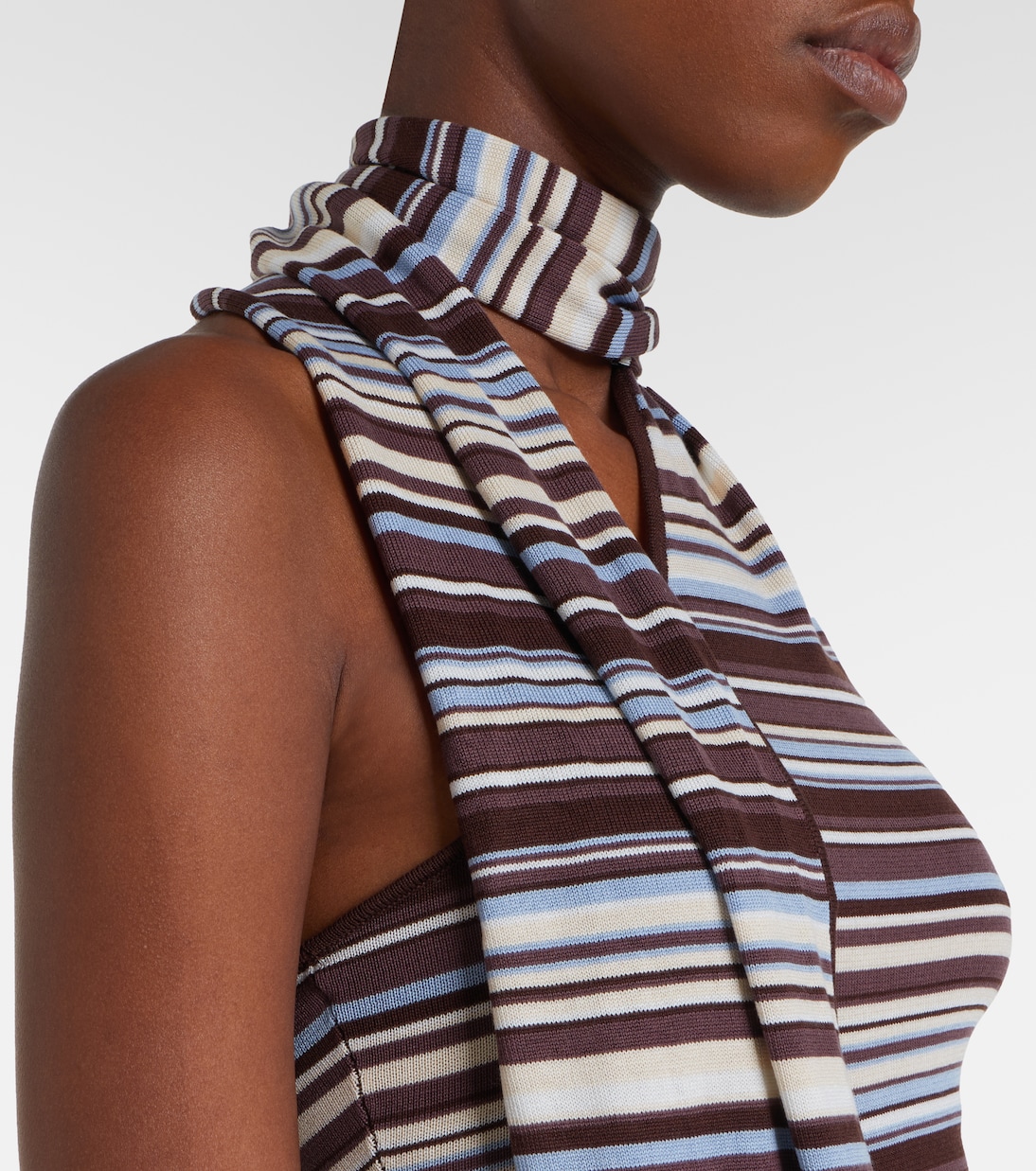 Knitted scarf-detail striped minidress | Aya Muse