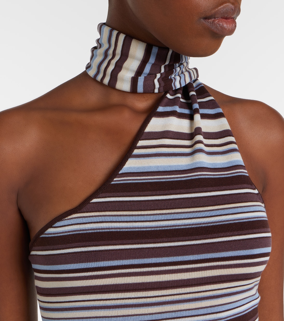 Knitted scarf-detail striped minidress | Aya Muse