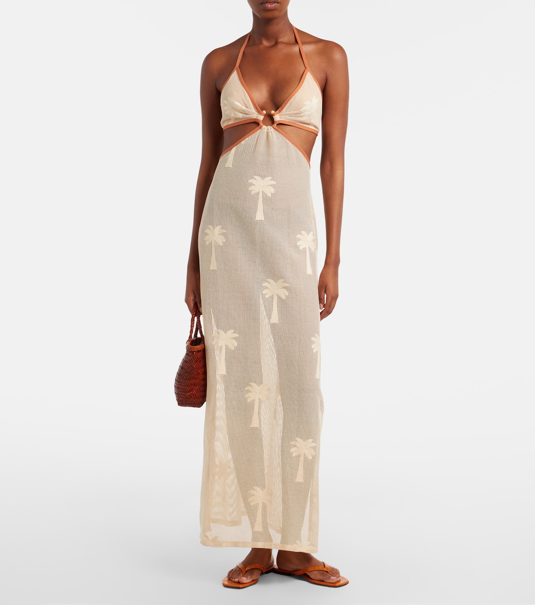 Abito midi in mesh con ricamo | Johanna Ortiz