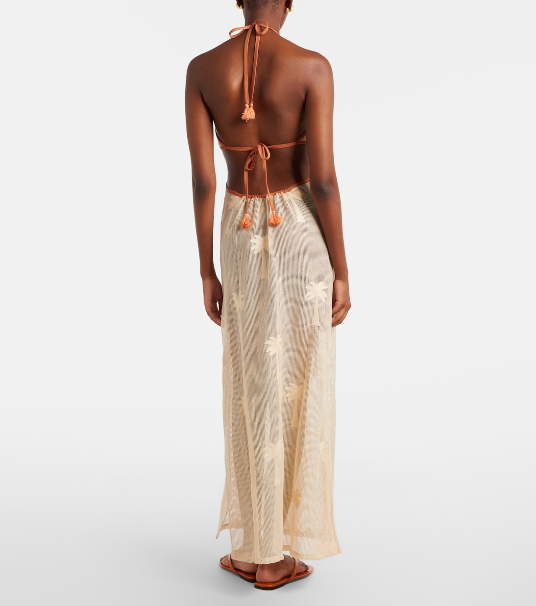 Abito midi in mesh con ricamo | Johanna Ortiz