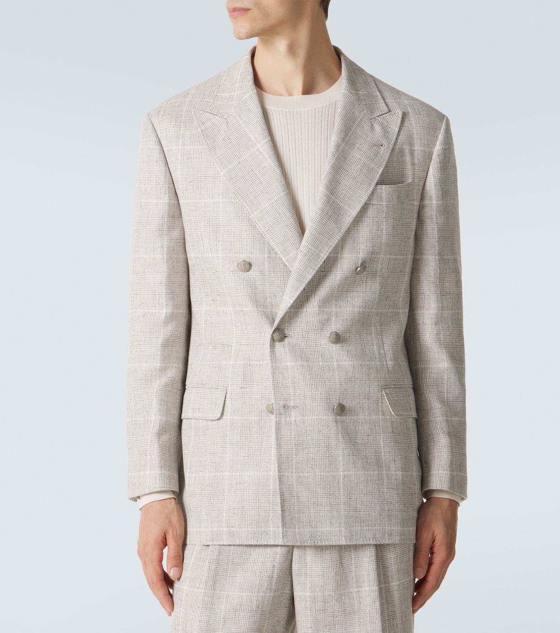 Prince of Wales linen-blend suit | Brunello Cucinelli