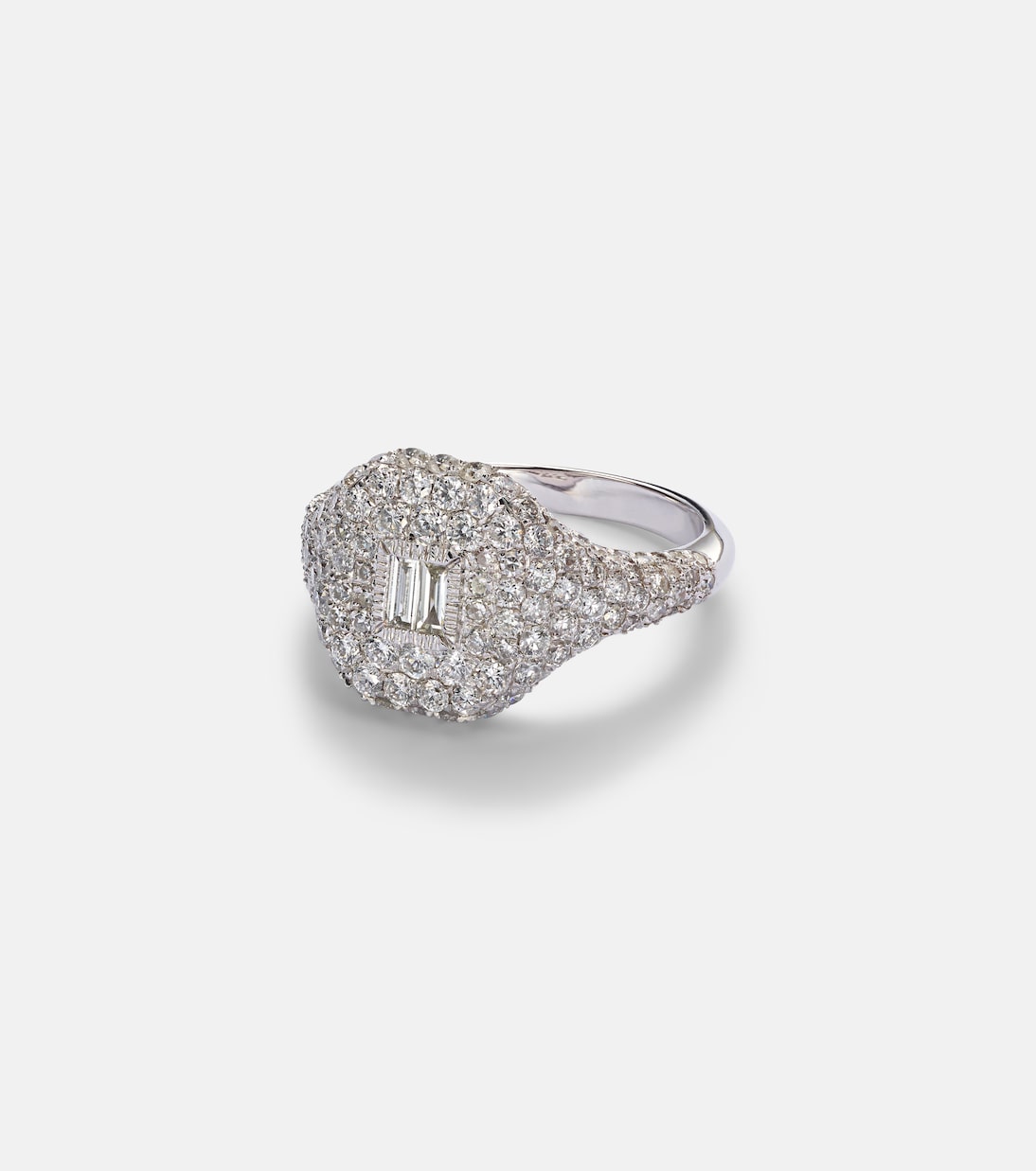 Pavé 18kt white gold pinky ring with diamonds | Shay Jewelry