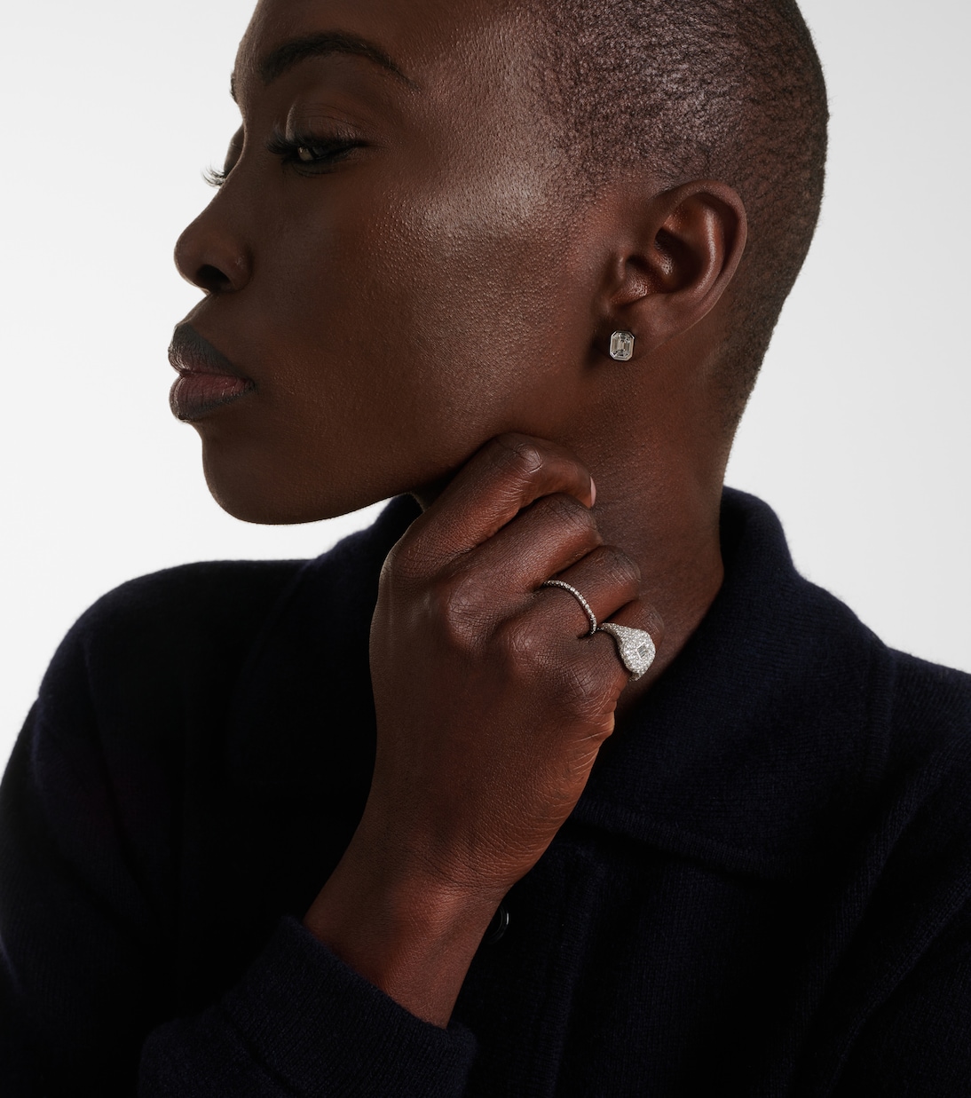 Pavé 18kt white gold pinky ring with diamonds | Shay Jewelry