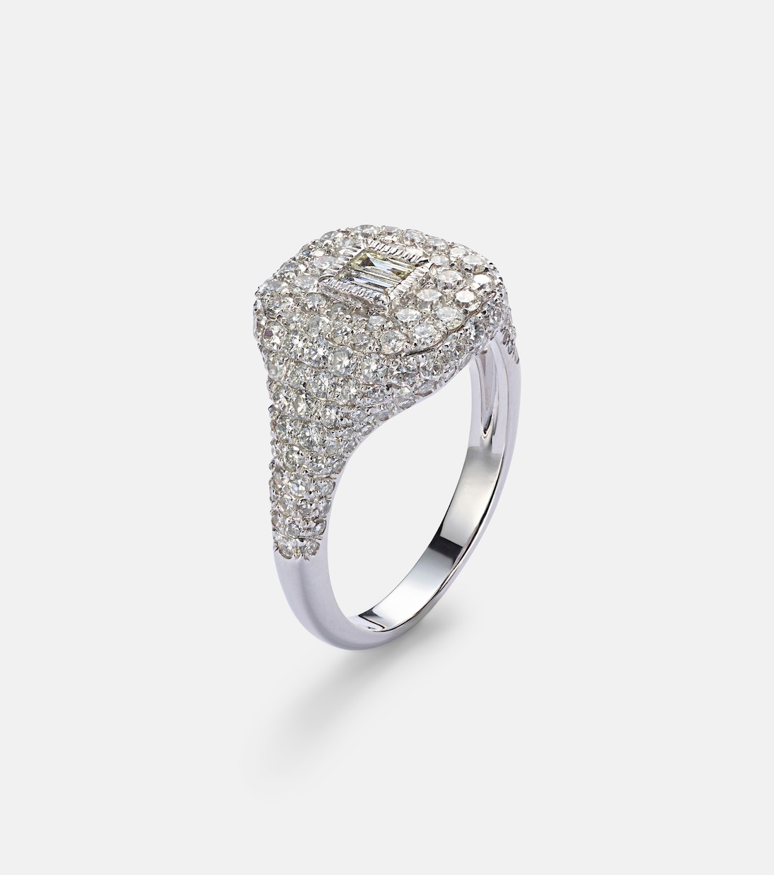 Pavé 18kt white gold pinky ring with diamonds | Shay Jewelry
