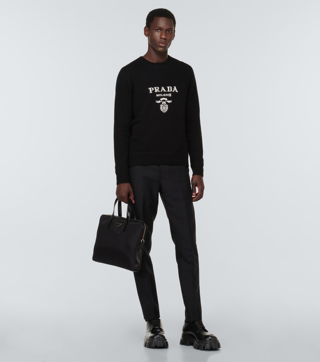 Monolith brushed leather derby shoes | Prada