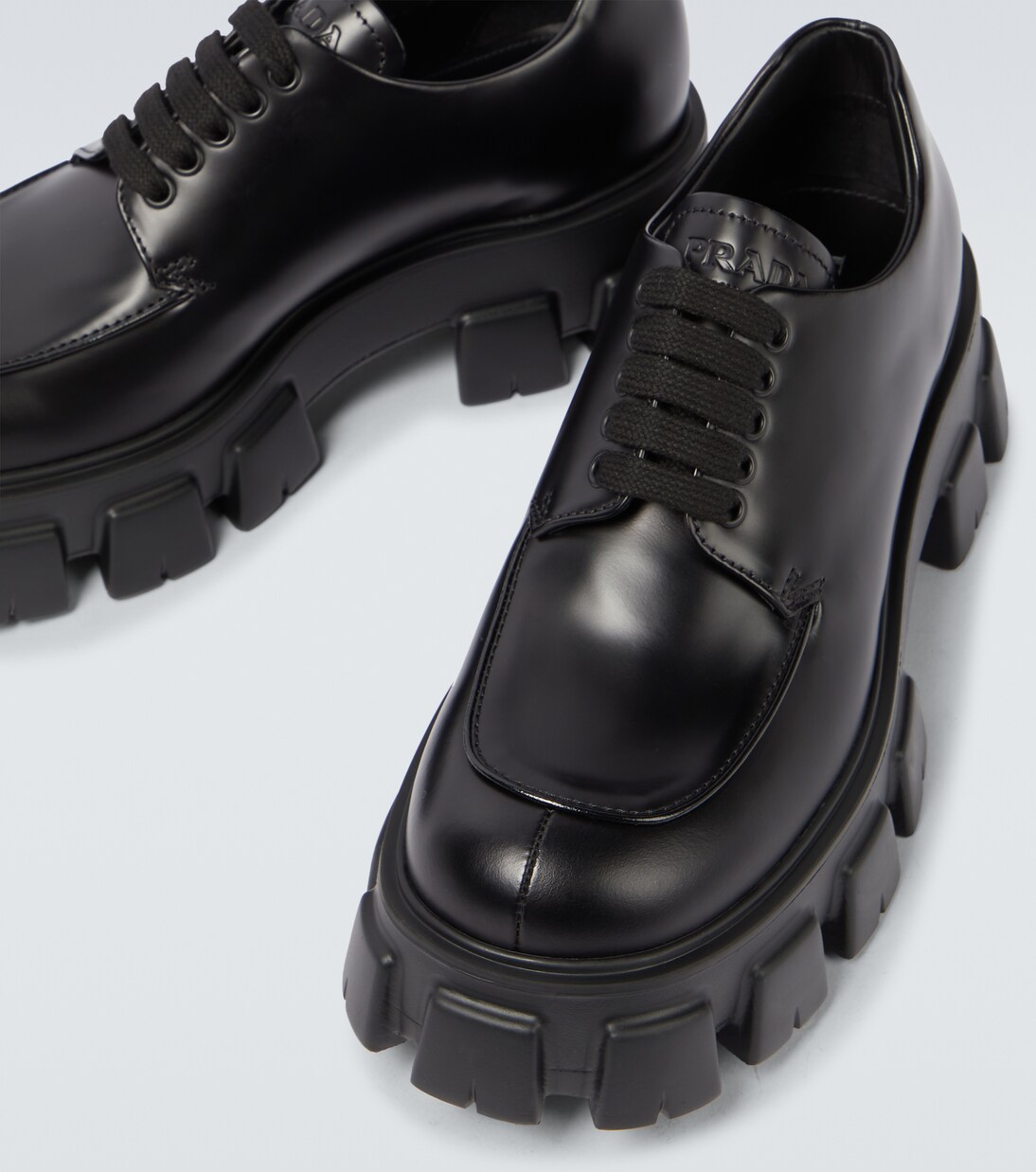 Monolith brushed leather derby shoes | Prada