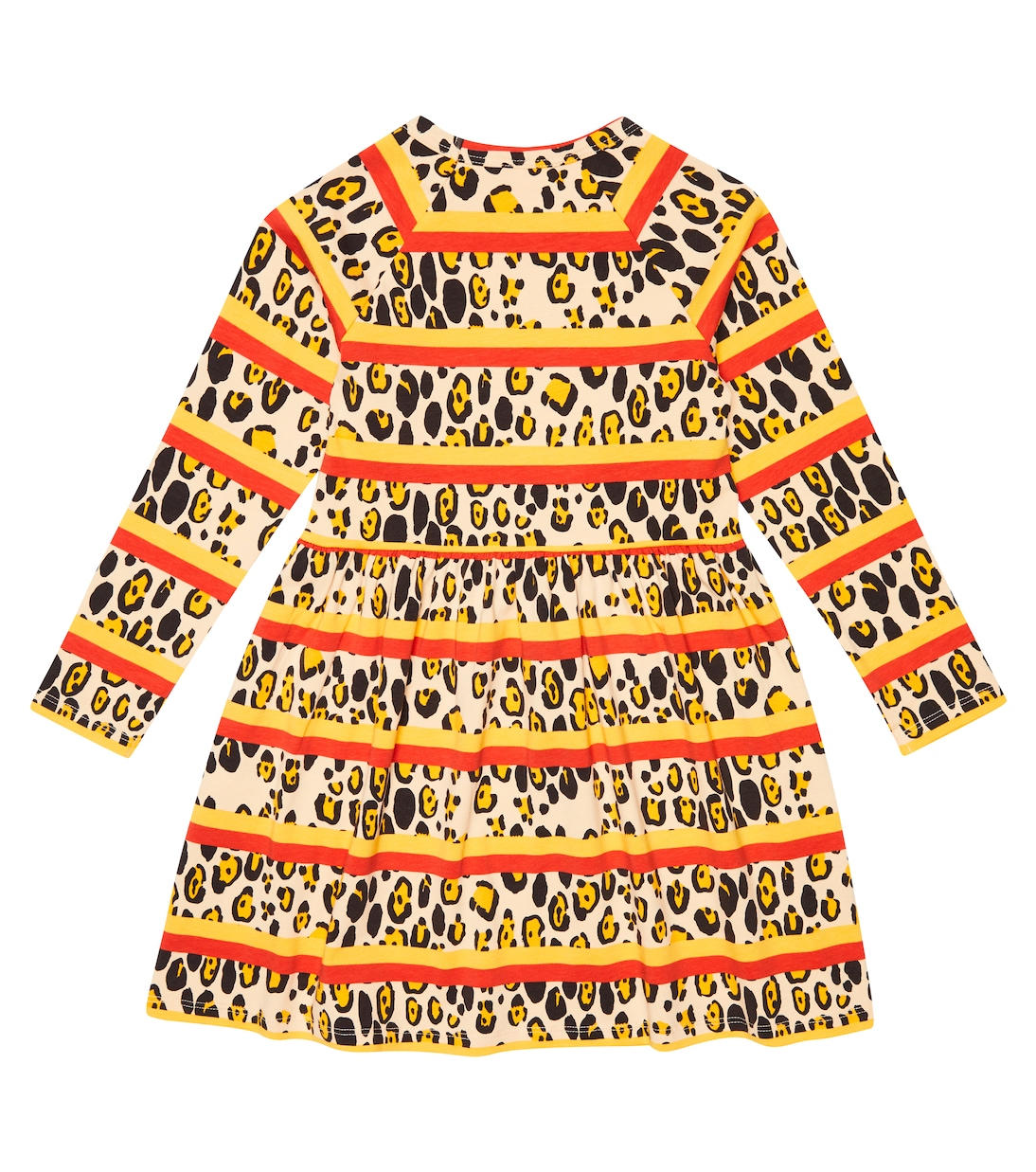 Leopard-print striped jersey dress | Mini Rodini