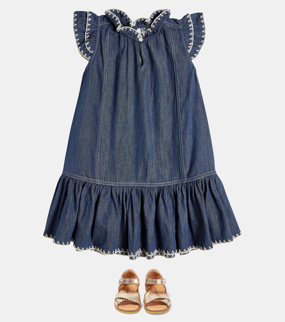 Devi embroidered denim dress | Zimmermann Kids
