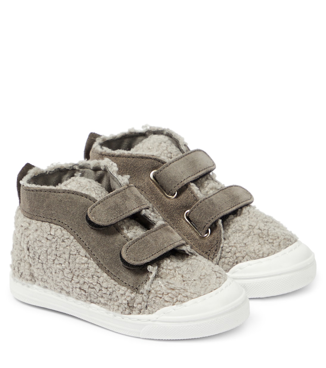 Leather-trimmed teddy sneakers | Il Gufo