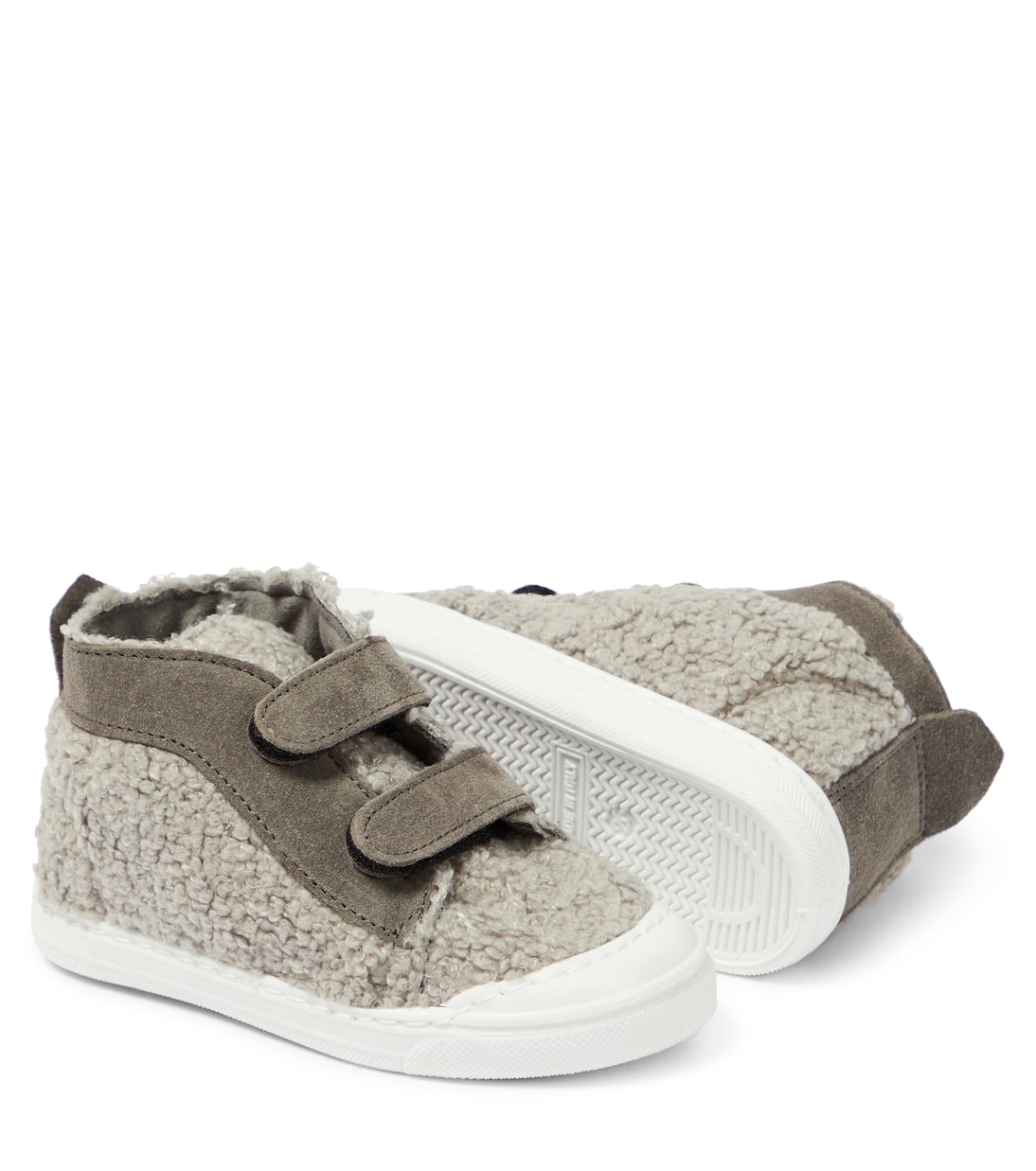 Leather-trimmed teddy sneakers | Il Gufo