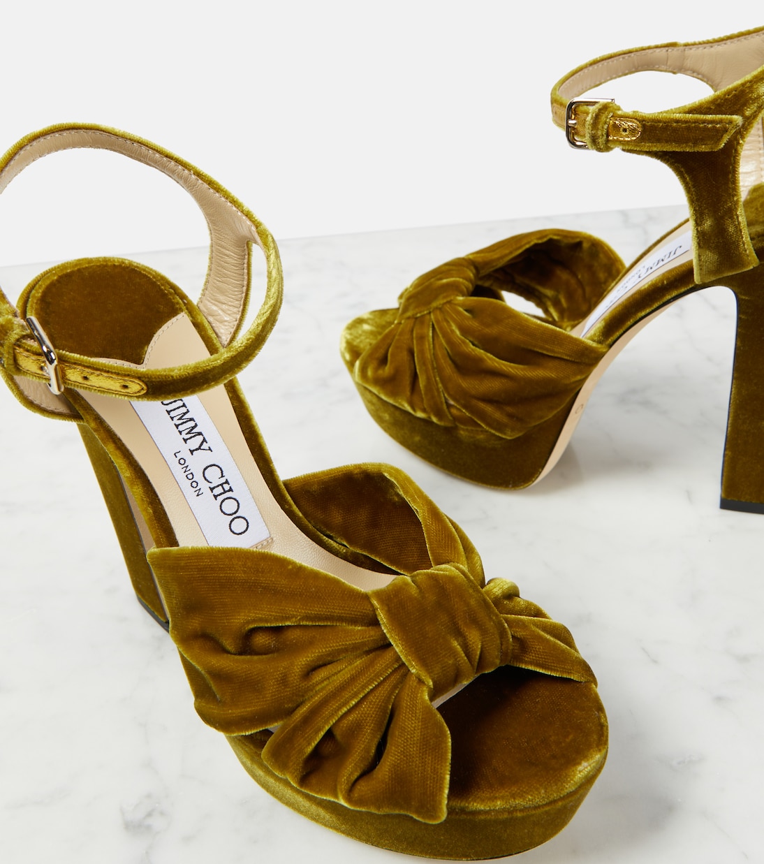 Plateausandalen Heloise 120 aus Samt | Jimmy Choo