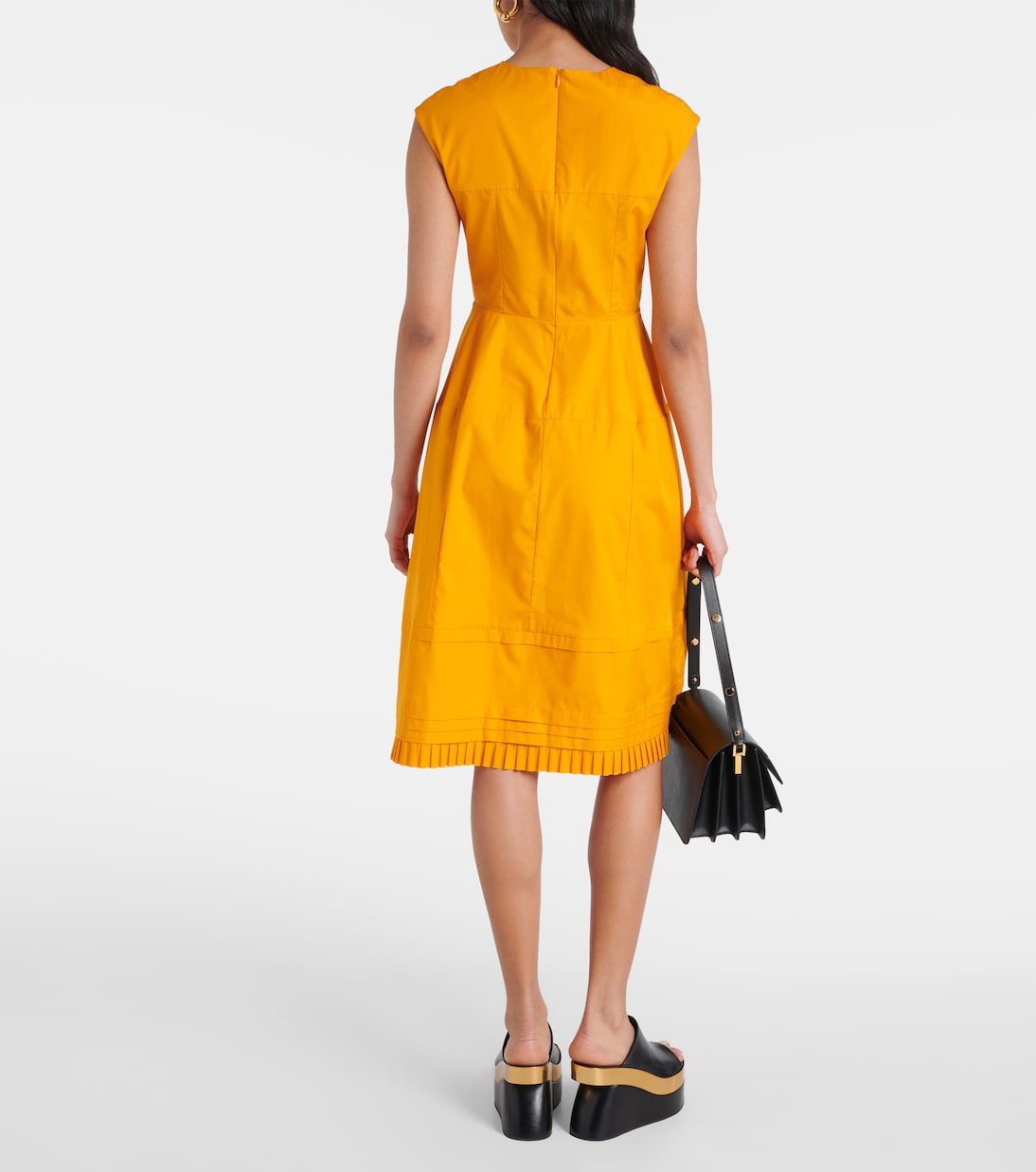 Robe midi plissée en coton | Marni